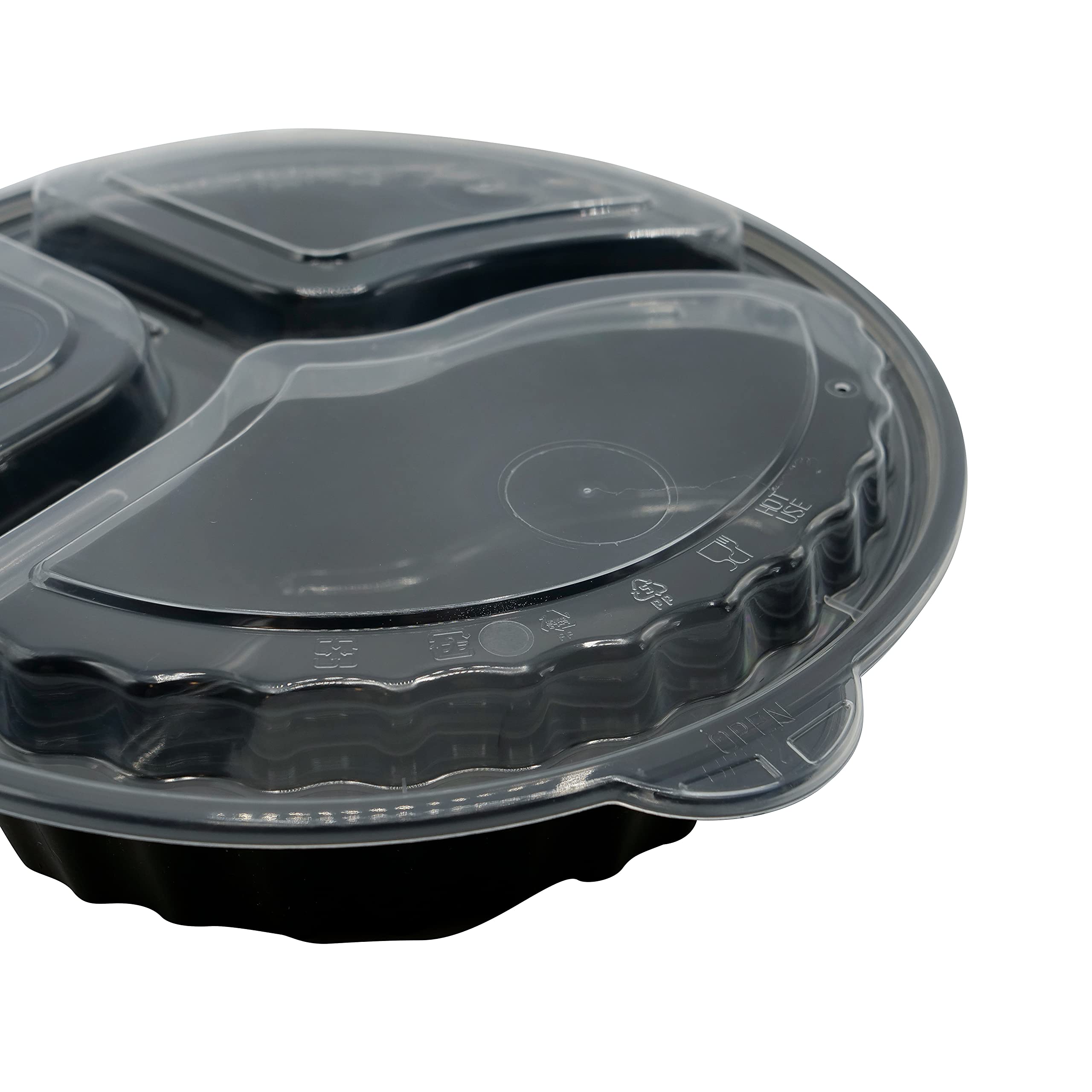 EcoQuality 33oz 3-Compartment Black Round Meal Prep Containers with Lids - Reusable Bento Box & Food Storage Containers | BPA Free, Stackable, Microwave/Dishwasher/Freezer Safe (25 Pack) | Perfect for Meal Prepping, Lunches, Leftovers & Office/School Use