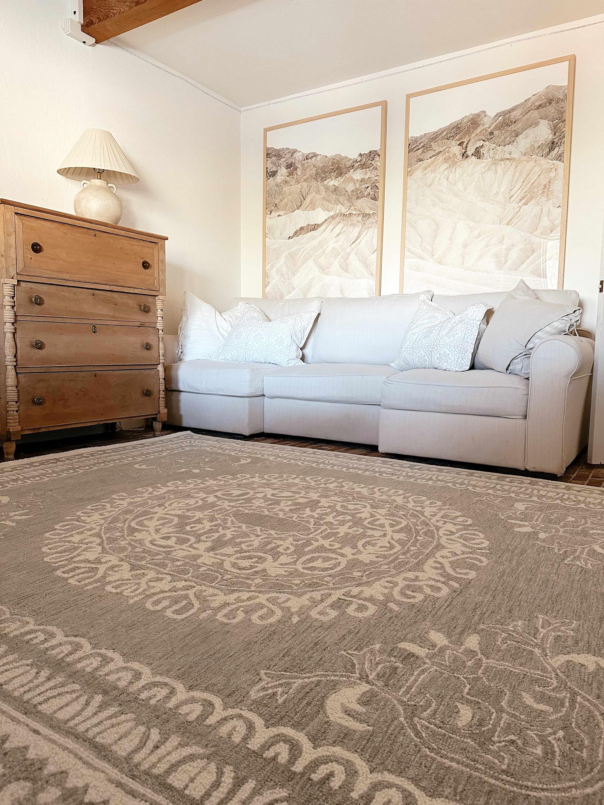 Premium Hauteloom Parsonsburg Wool Area Rug 8' x 10' - Traditional Green & Ivory - Soft Living Room & Bedroom Carpet - Perfect for Cozy Home Decor & High-Traffic Areas
