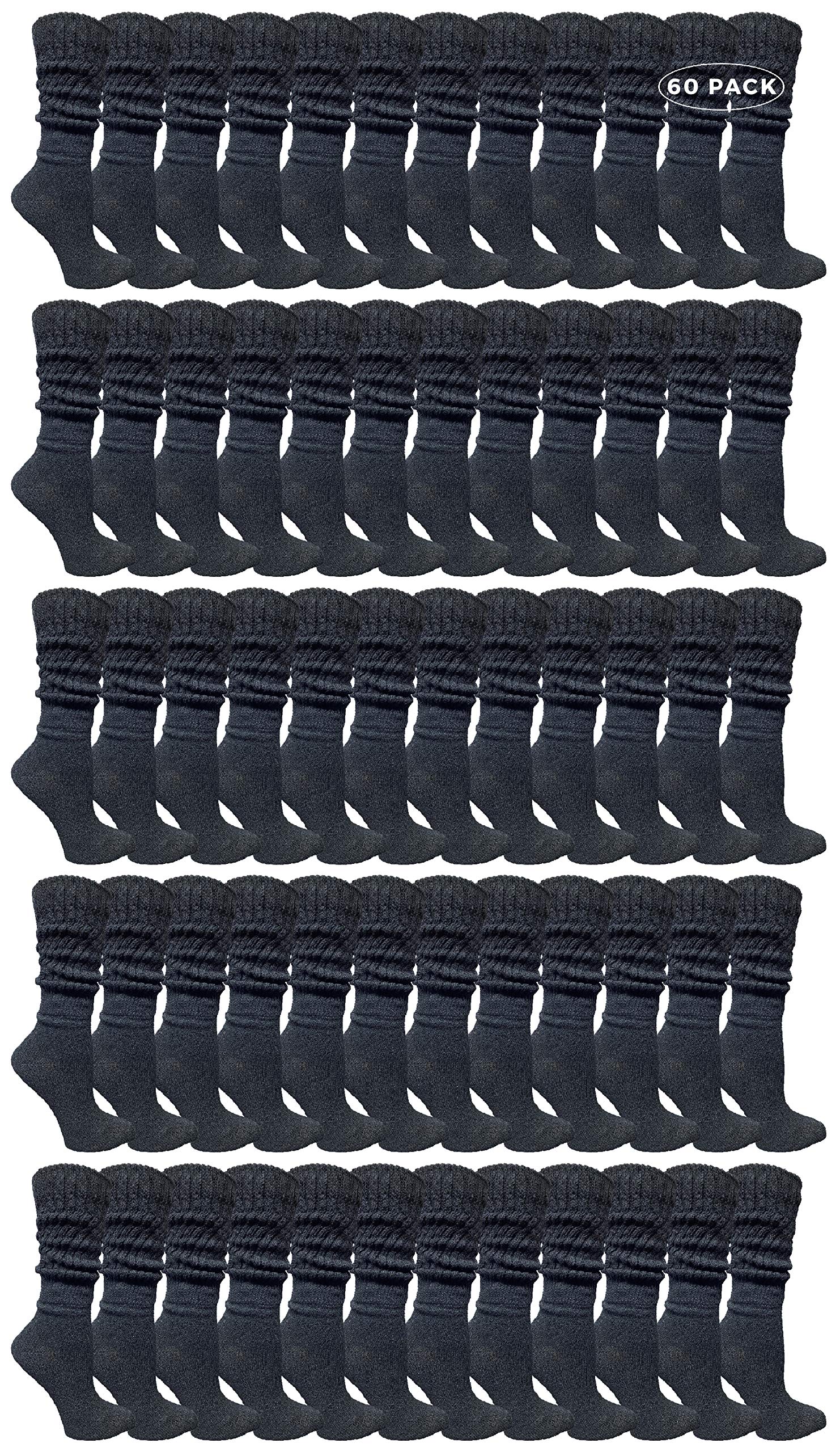 Yacht & Smith 60 Pack Women's Cotton Slouch Socks - Soft Knee High Boot Socks for Women | Perfect for Winter, Boots & Casual Outfits
