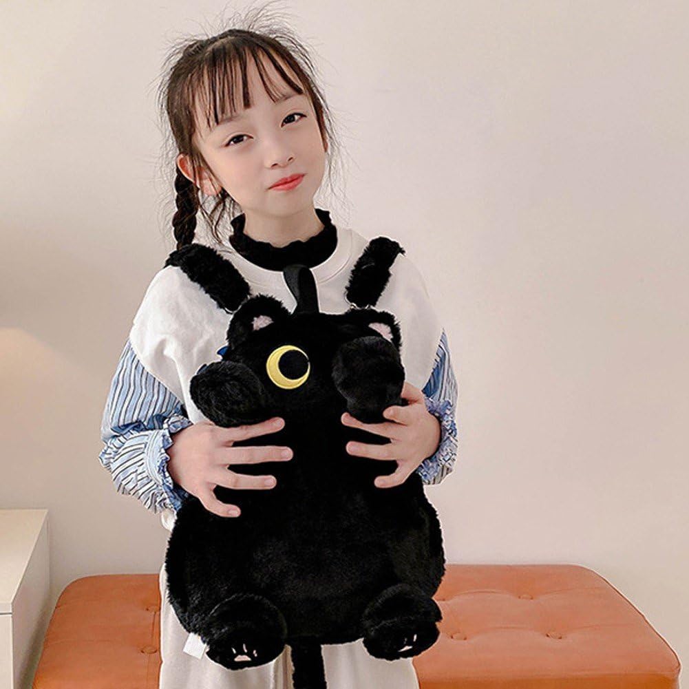 Cute Plush Cat Backpack for Girls - Adjustable Strap Fluffy Animal Shoulder Bag, Cartoon Travel Backpack for Kids | Perfect for School, Travel & Cosplay