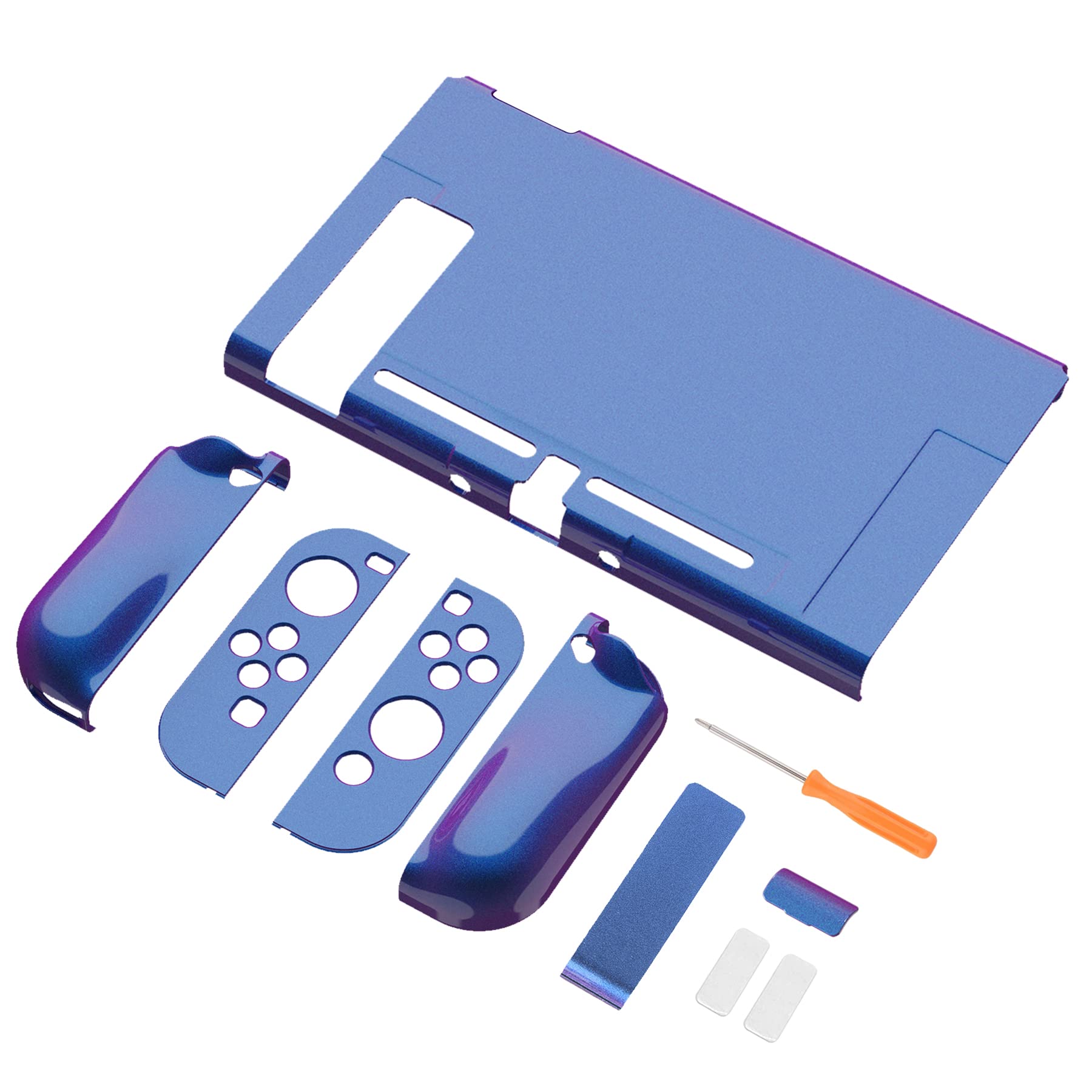 PlayVital Ergonomic Grip Case for Nintendo Switch - Upgraded Shock-Absorbent Protective Hard Cover with Anti-Scratch & Dockable Design - Durable Gaming Accessories in Chameleon Purple Blue - Perfect for Handheld & TV Mode Gaming