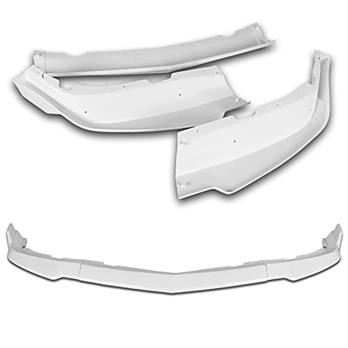 HYPERSPEED 3PCS Front Bumper Spoiler Lip - STP Style ABS Body Kit for 2011-2014 Dodge Charger | Painted White Car Exterior Accessories | Splitter Trim Protection | Enhances Aerodynamics & Sporty Look for Street Racing & Car Shows