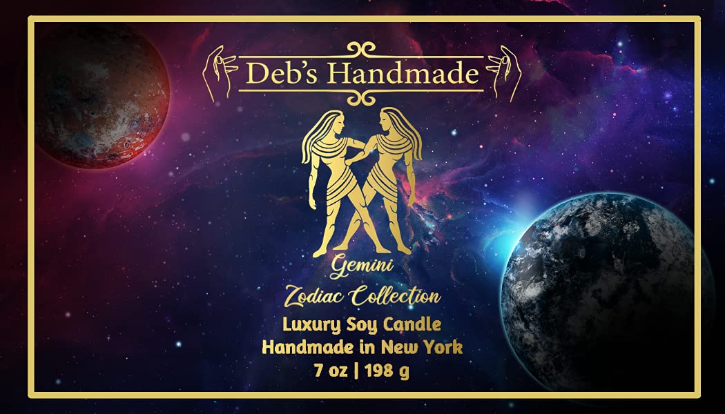 Gemini Soy Wax Candle - Natural Zodiac Gift for Home Decor | Birthday & Housewarming | Peach Bellini Scent for Relaxation