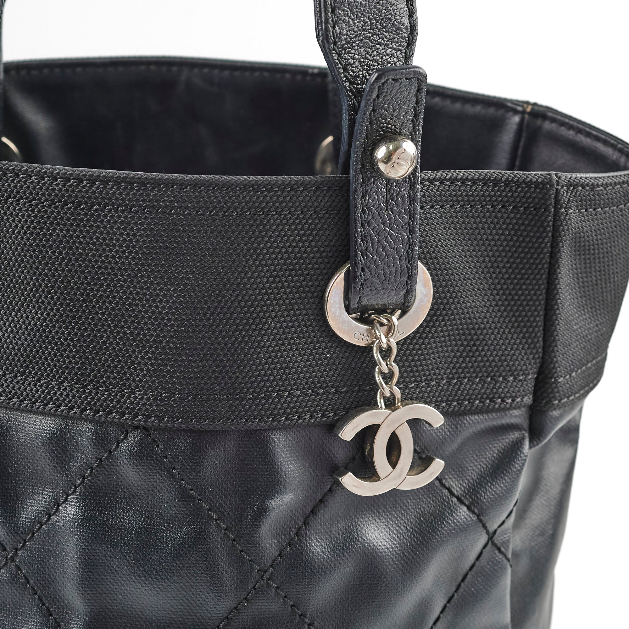 Chanel Paris Biarritz Small Black Leather Tote Bag - Authentic 2008/2009 Collection | Luxury Designer Handbag for Women, Work, Travel & Everyday Use