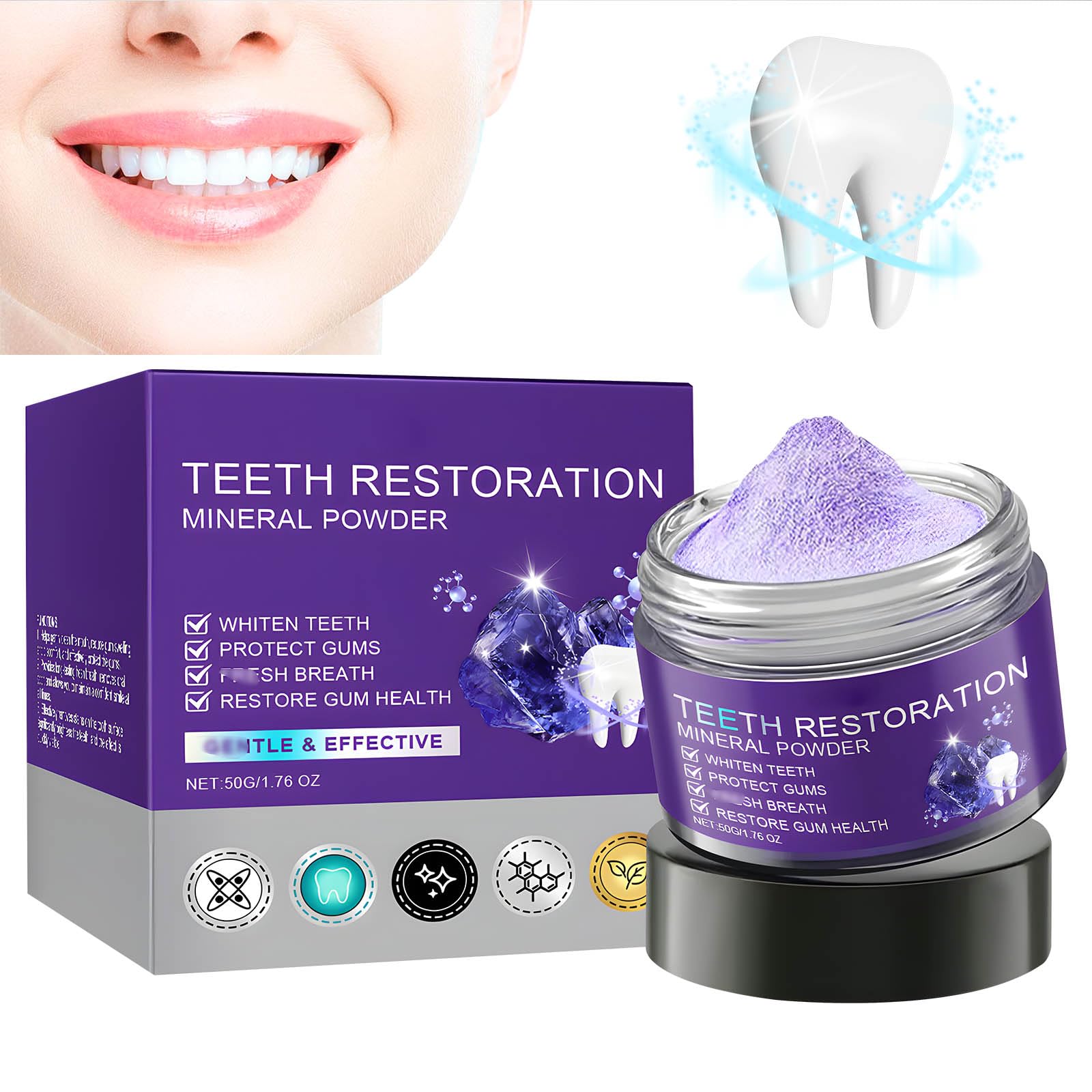 Natural Teeth Whitening & Strengthening Mineral Powder - Remineralizing Tooth Powder for Oral Care, Enamel Repair & Gum Health - Perfect for Daily Dental Hygiene & Sensitive Teeth Relief