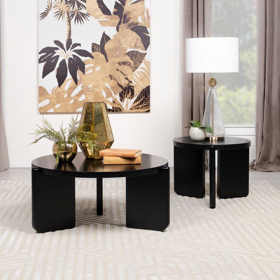 Modern Round Black Coffee Table - Stylish & Durable Living Room Centerpiece for Home Decor | Perfect for Small Spaces, Apartments & Lounges