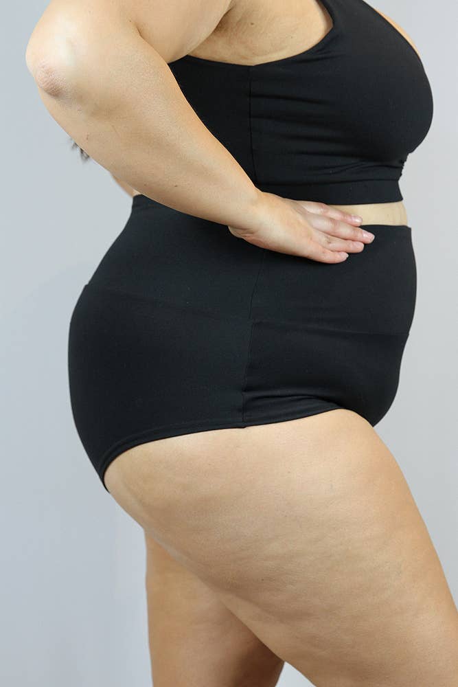 Matte Black High Waisted Brazilian Scrunch Butt Shorts for Women - Sexy Workout & Lounge Shorts for Yoga, Gym, and Beach Wear