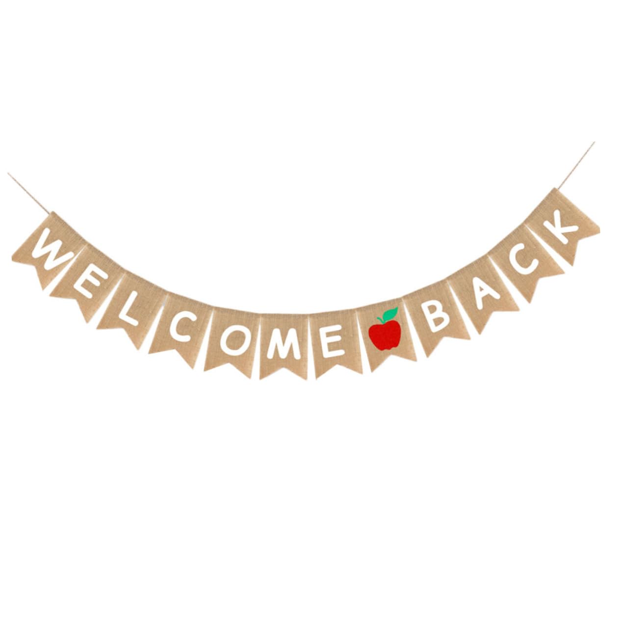 CAXUSD First Day of School Party Decorations - Welcome Back Bunting Banner & Burlap Pull Flag for Classroom, Bulletin Board, and Back to School Celebrations