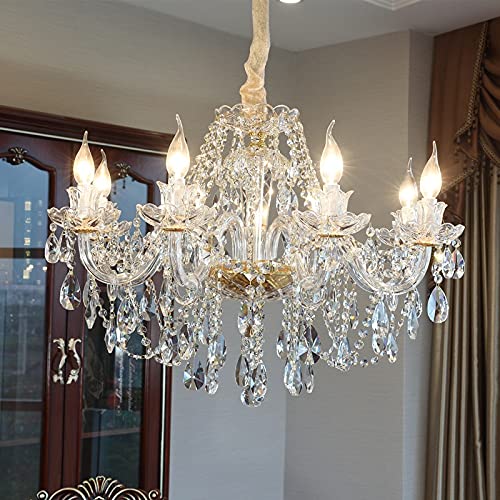 Bohemian Gold Crystal Chandelier - 8-Light Elegant Dining Room & Living Room Ceiling Light Fixture | Perfect for Home Decor, Wedding Venues & Luxury Interior Design