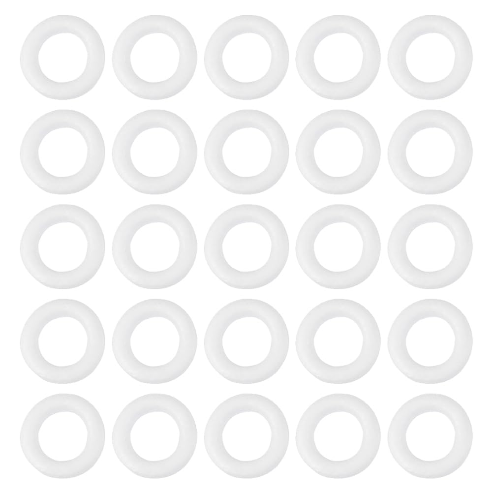 PRETYZOOM 25 Pack White Craft Foam Wreath Rings - 7.3x1.5cm Polystyrene Foam Circles for DIY Floral Arrangements, Christmas Decor, Wedding Centerpieces & Home Crafting Projects