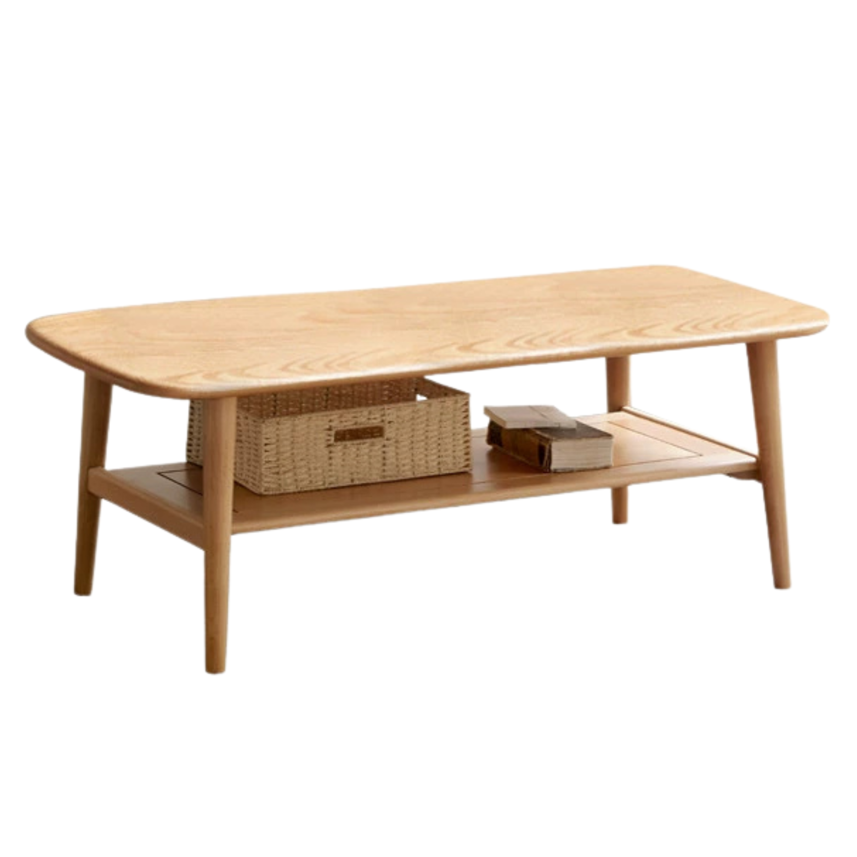 Solid Oak Wood Slate Coffee Table - Rustic Modern Living Room Furniture for Home Decor & Relaxation