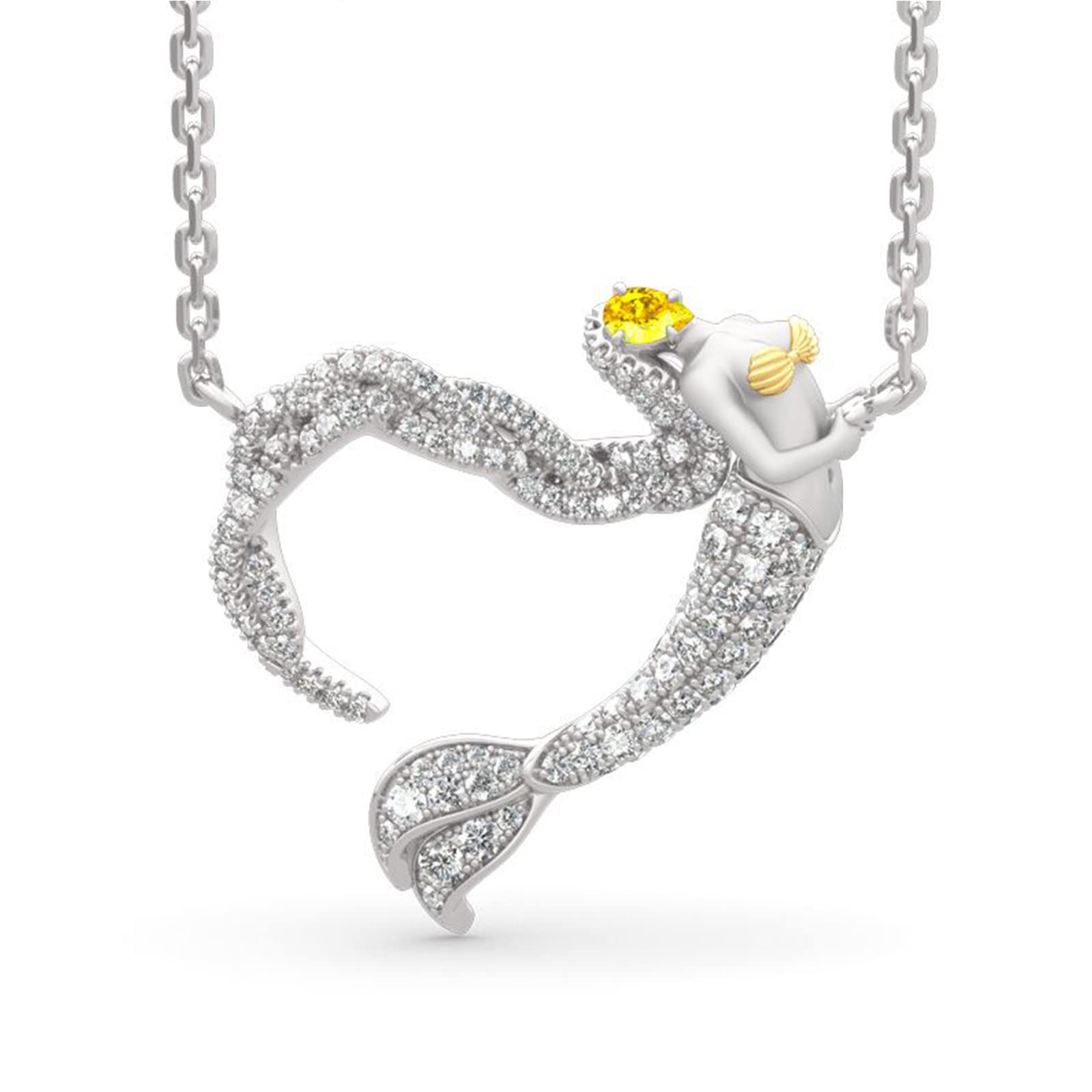 Jeulia Sterling Silver Mermaid Necklace for Women - Ocean's Light Pendant Jewelry, Valentine's Day & Birthday Gift for Women & Girls | Perfect for Beach Parties, Mermaid-Themed Events & Romantic Occasions