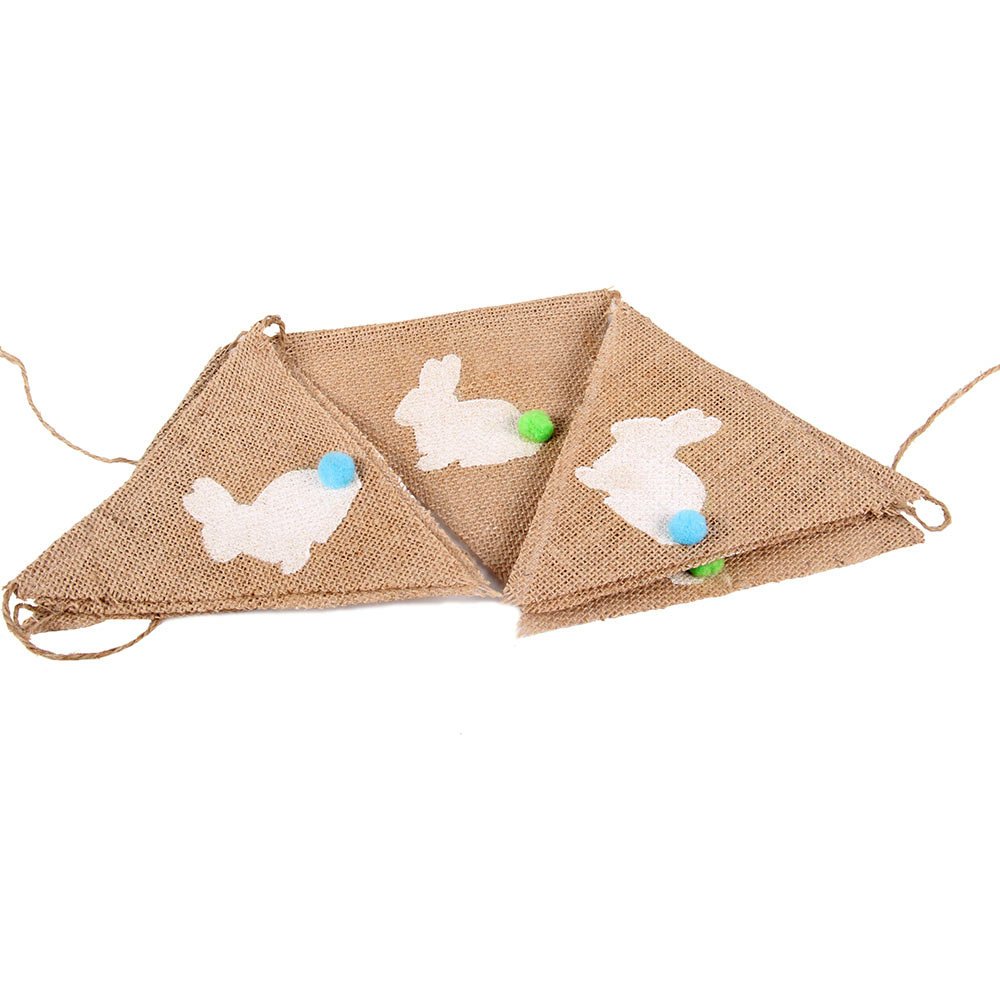 GOER Bunnies Print Easter Banner - Natural Burlap Photo Backdrop for Easter, Birthday & Baby Shower Party Decorations - Perfect for Spring Celebrations, Photo Booths & Home Decor