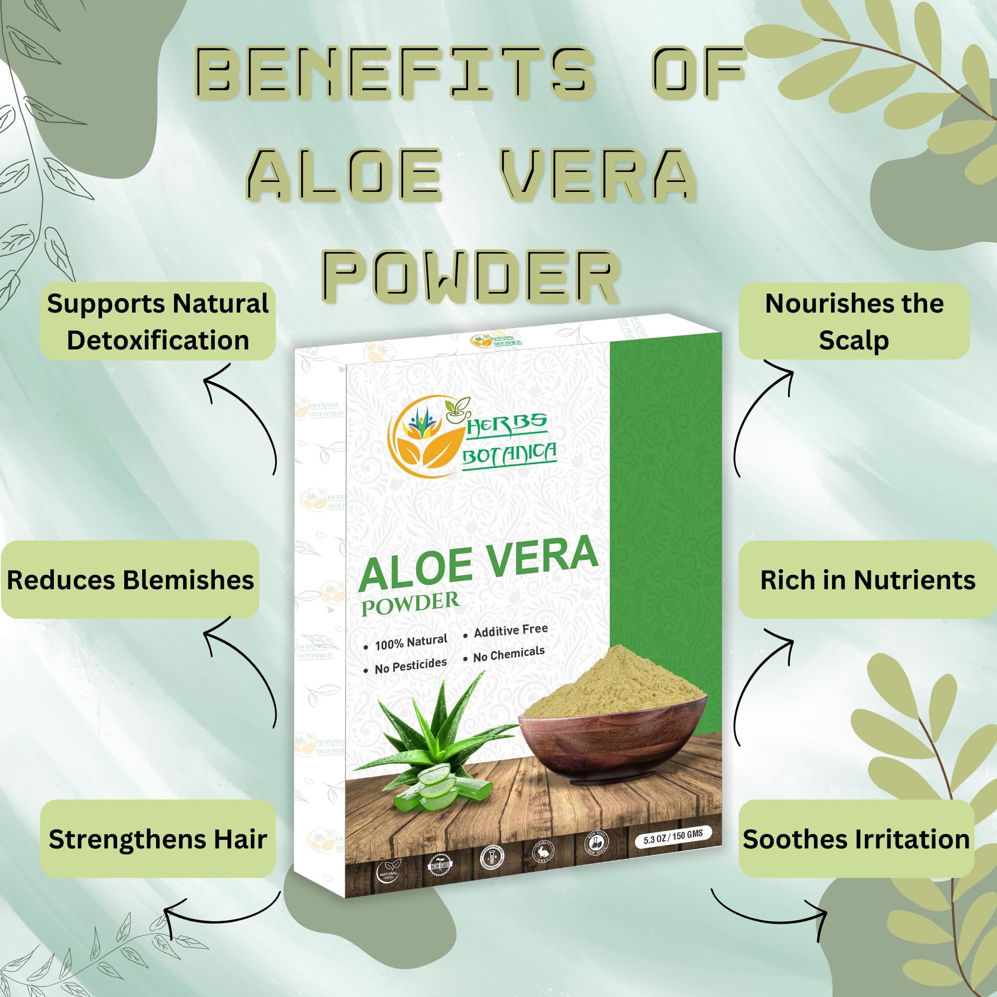 Organic Aloe Vera Powder for Hair Growth & Skin Care - Vegan, Non-GMO, 150g (5.3oz) - Moisturizing & Soothing Aloe Barbadensis for DIY Beauty, Face Masks, Hair Treatments & Sunburn Relief
