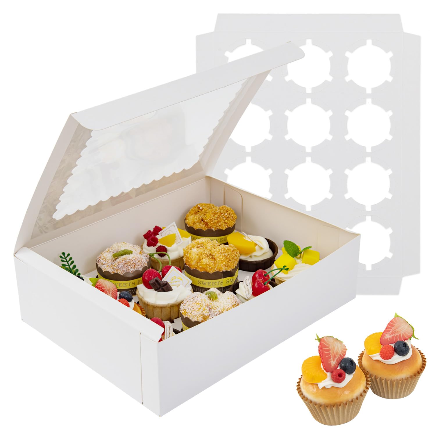 Victree 6-Pack Cupcake Boxes - 12 Cupcake Holder for Bakery & Pastries - Perfect for Parties & Gifting