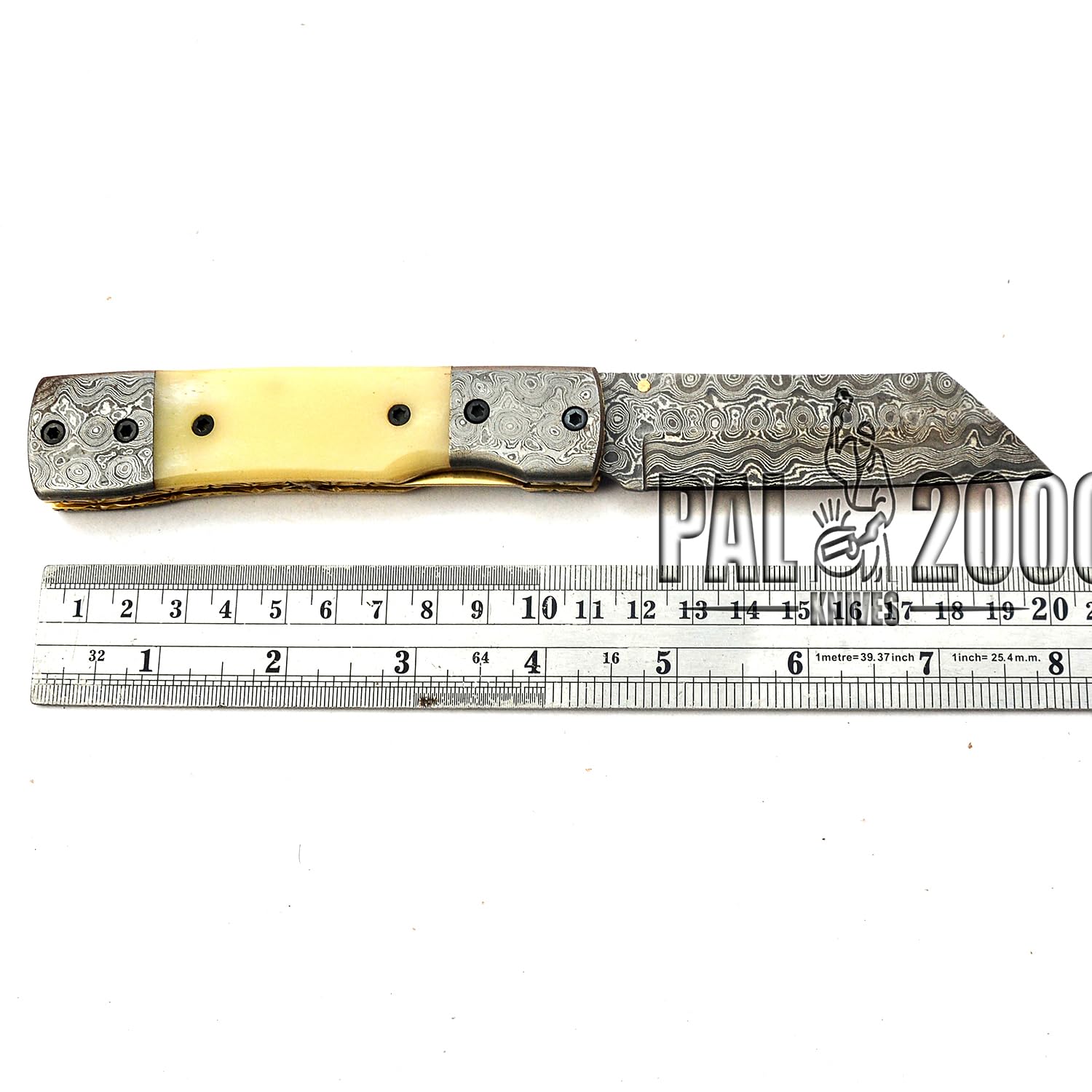 Handmade Damascus Steel 8 Inch Folding Pocket Knife - PAL 2000 POC-9677 | EDC, Camping, Hunting & Outdoor Survival Gear