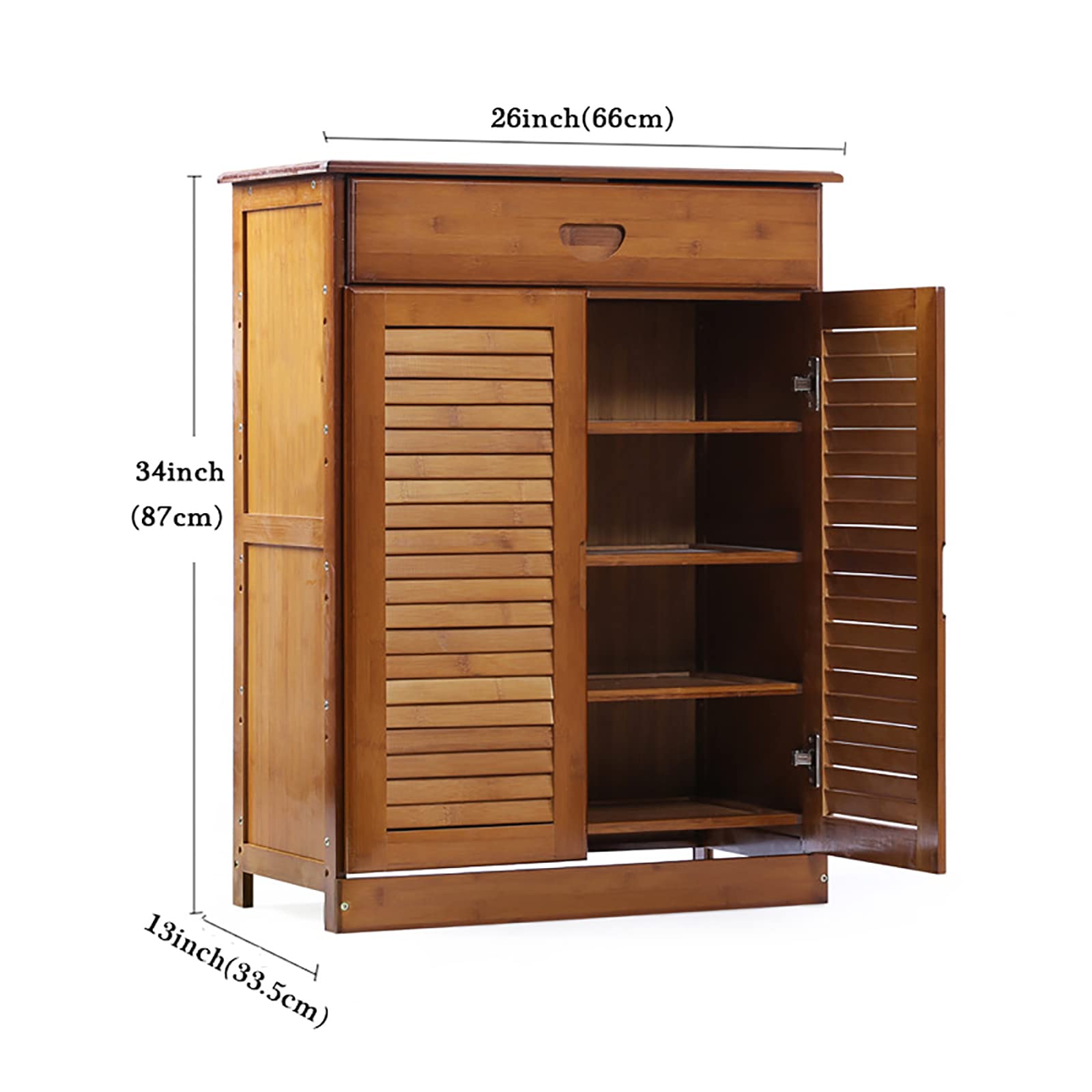 Bamboo Shoe Storage Cabinet with Doors - Rustic Entryway Shoe Organizer & Shoe Rack for Hallway, Closet, or Mudroom Organization
