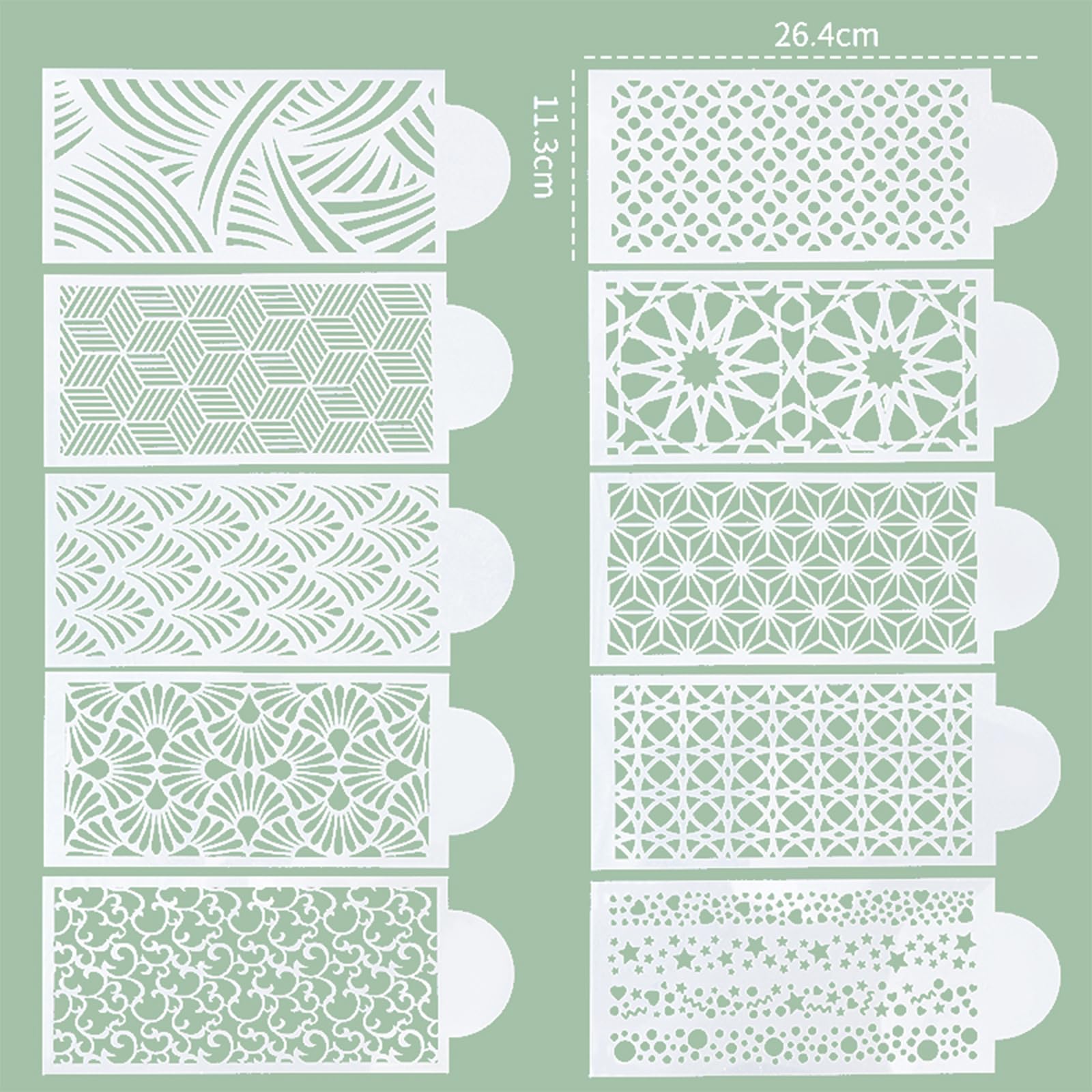 10 Pcs Floral & Geometric Cake Stencils Set - Wedding, Icing, Fondant, Cookie Decorating Templates for Buttercream & Dessert Baking Supplies - Perfect for DIY Cake Decoration, Birthday Parties & Wedding Cakes