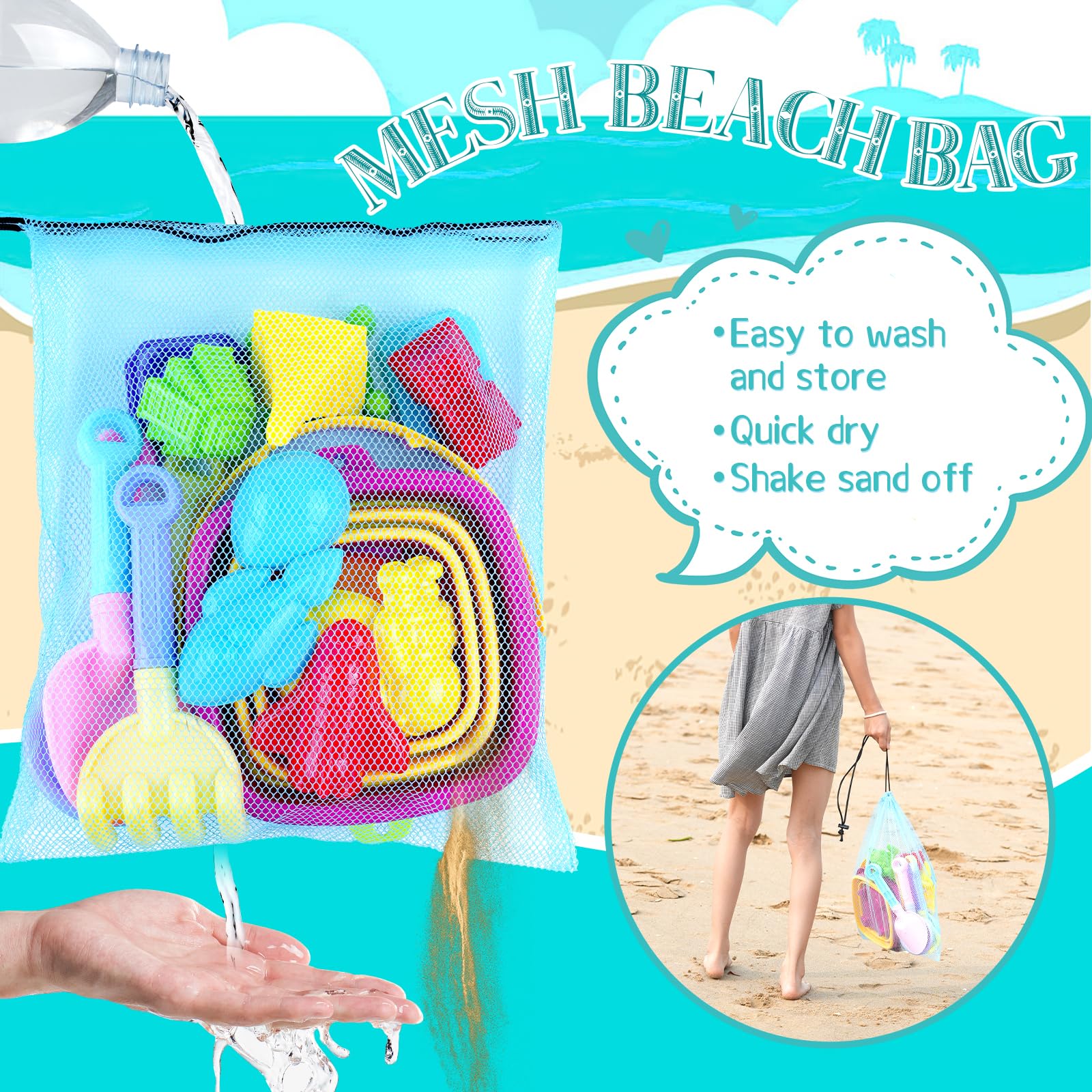 21 PCS Kids Beach Toys Set with Collapsible Buckets, Shovels & Sand Molds - Sand Castle Kit for Toddlers Boys & Girls - Perfect for Beach Travel, Sandbox Play & Outdoor Summer Activities