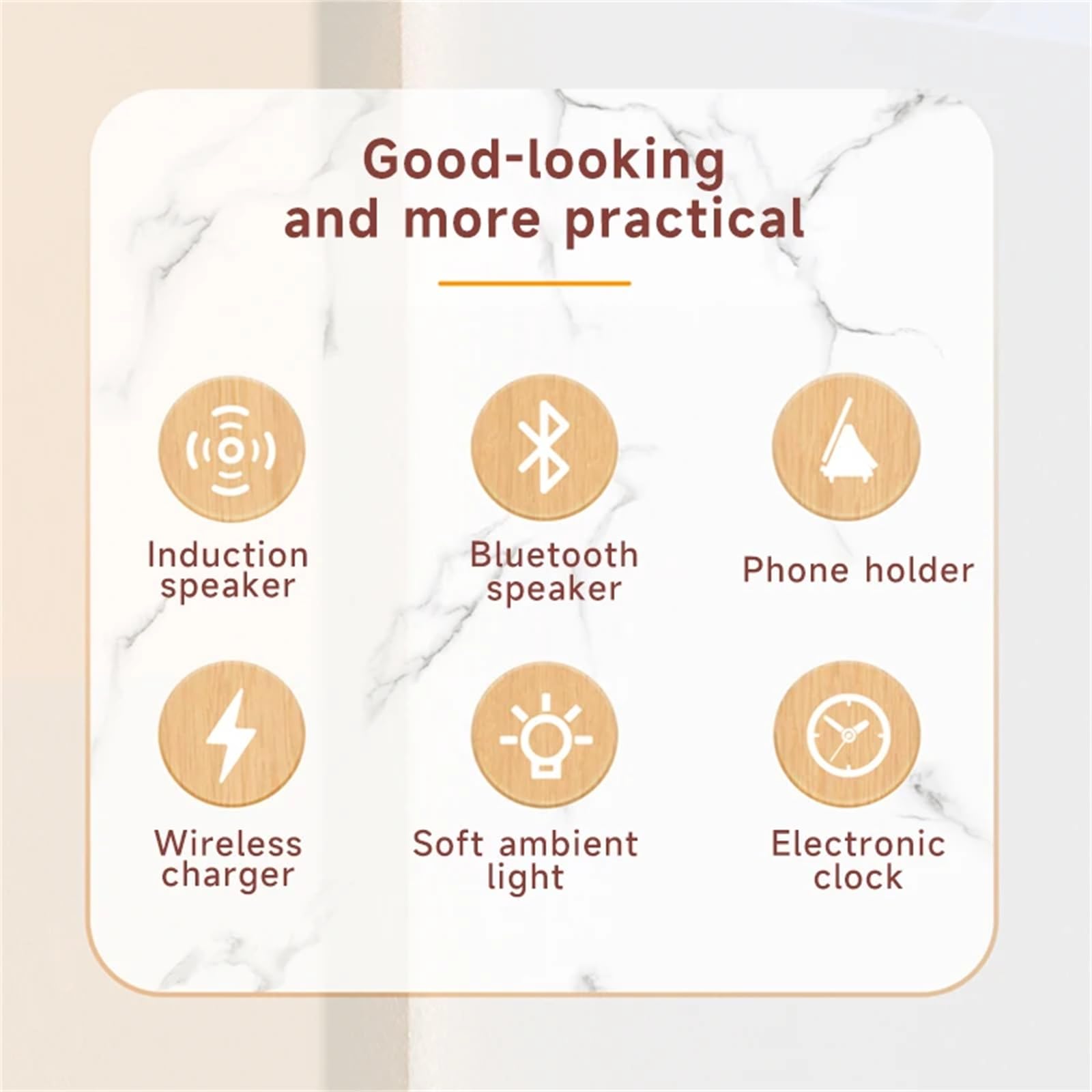 Premium Bluetooth Speaker with LED Night Light & Wooden Stand - Wireless Desktop Speaker for Home, Office, and Outdoor Use | Smart Induction Charging & Ambient Lighting