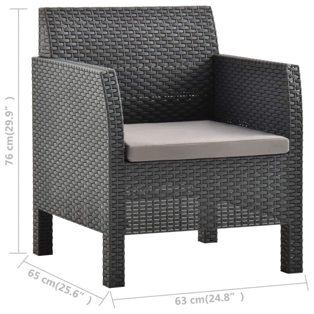 FAMIROSA 2-Piece Outdoor Patio Lounge Set with Comfortable Cushions - Durable PP Wicker in Anthracite Gray - Perfect for Backyard, Poolside, and Garden Relaxation