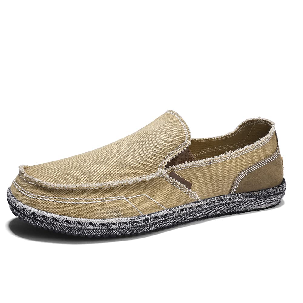 JAMONWU Men's Slip-On Canvas Loafers - Breathable Casual Boat Shoes for Men, Vintage Deck Shoes with Comfortable Sole - Perfect for Walking, Driving, and Summer Outfits