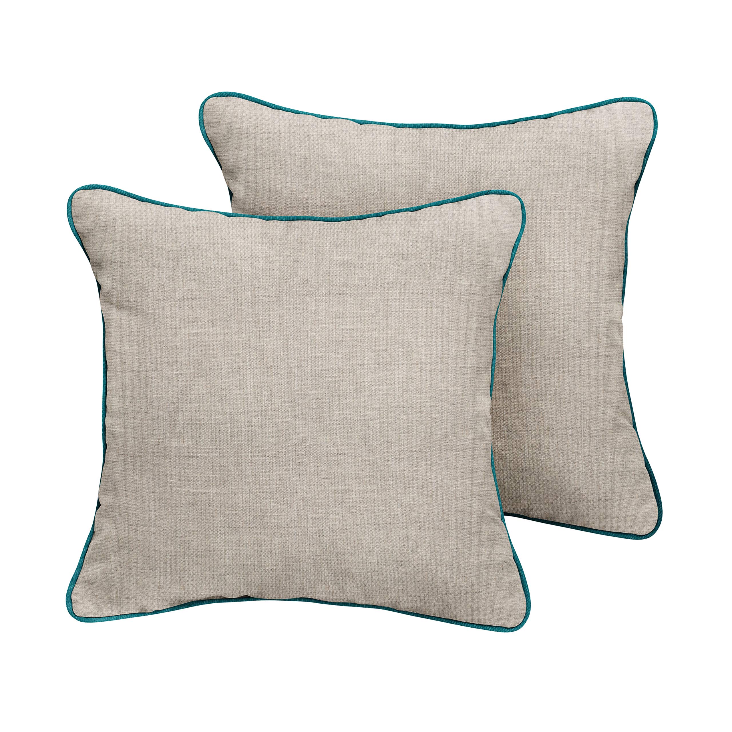 Sorra Home Sunbrella Indoor/Outdoor XL Corded Pillows 24x24 Inches - Waterproof & Fade-Resistant Cast Silver Throw Pillows for Patio, Poolside, Sofa & Outdoor Furniture Decor