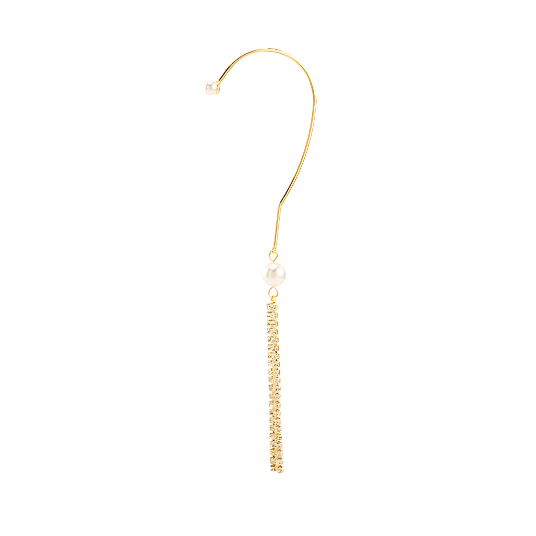 Pearl Tassel Fringe Ear Wrap Climber Crawler Earrings for Women | Boho Chic Dangle Statement Jewelry | Perfect for Parties, Weddings & Special Occasions