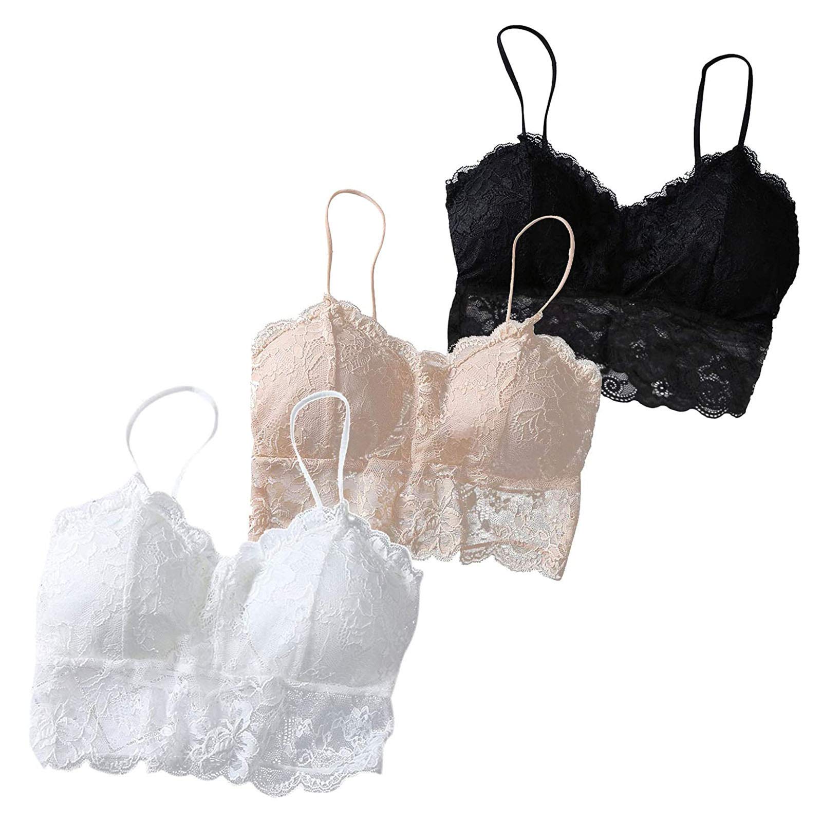 3-Piece Women's Sexy Lace Criss Cross Bandeau Vest Set with Chest Pads - Sports Underwear & Flannel Nightgown for Sleepwear, Lounge & Intimate Wear