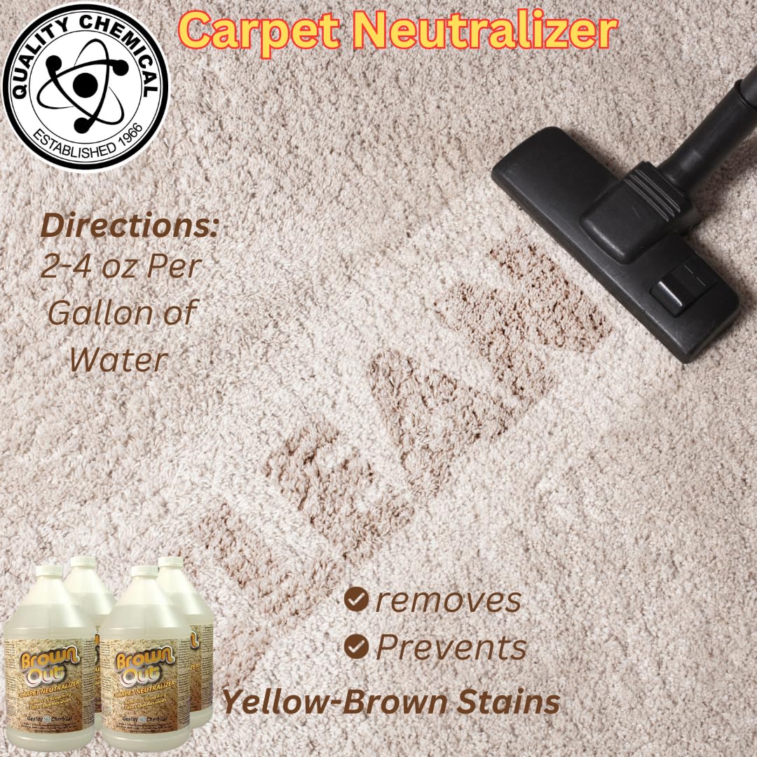 Premium Brown Out Carpet Stain Remover & Cleaner Solution - 128oz (4 Pack) | Heavy Duty Carpet Shampoo for Machines, Rugs & Deep Cleaning | Ideal for Pets, Spills & High Traffic Areas