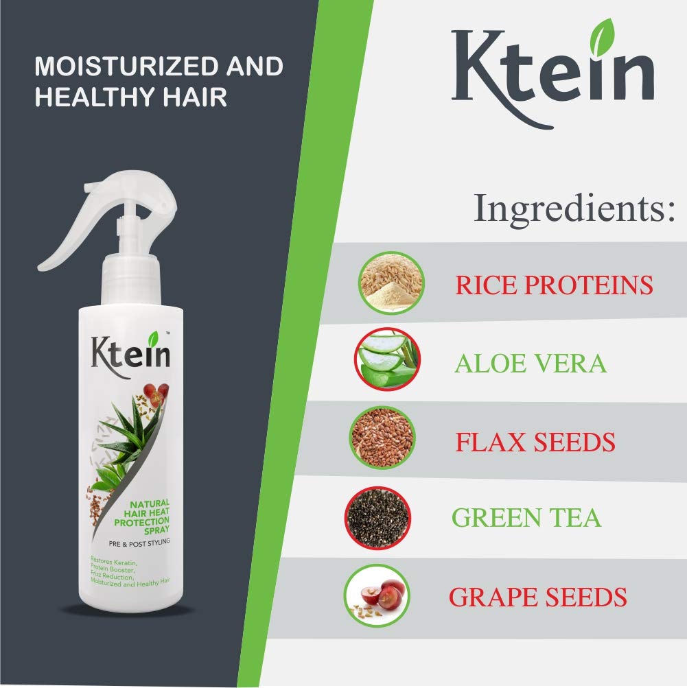 Ktein Natural Hair Heat Protection Spray (HP 200) - Thermal Shield for Styling, Blow Drying & Flat Ironing - Vegan & Cruelty-Free Hair Care for Damaged & Color-Treated Hair