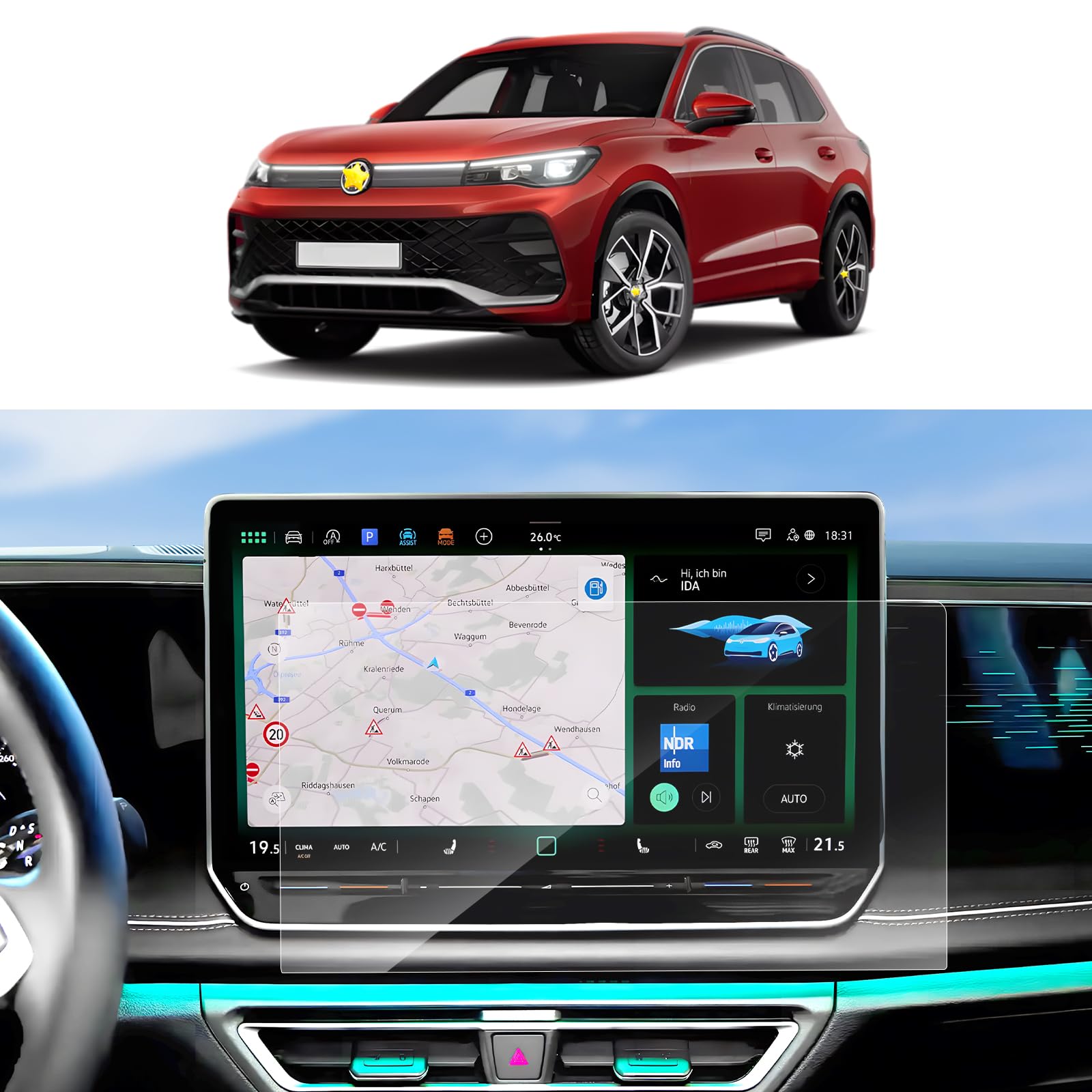 2 Pack PET Screen Protectors for 2024 VW Tiguan III ID.7 - 15 Inch Navigation Display Protection | Anti-Scratch & Bubble-Free | Perfect for Road Trips & Daily Commuting