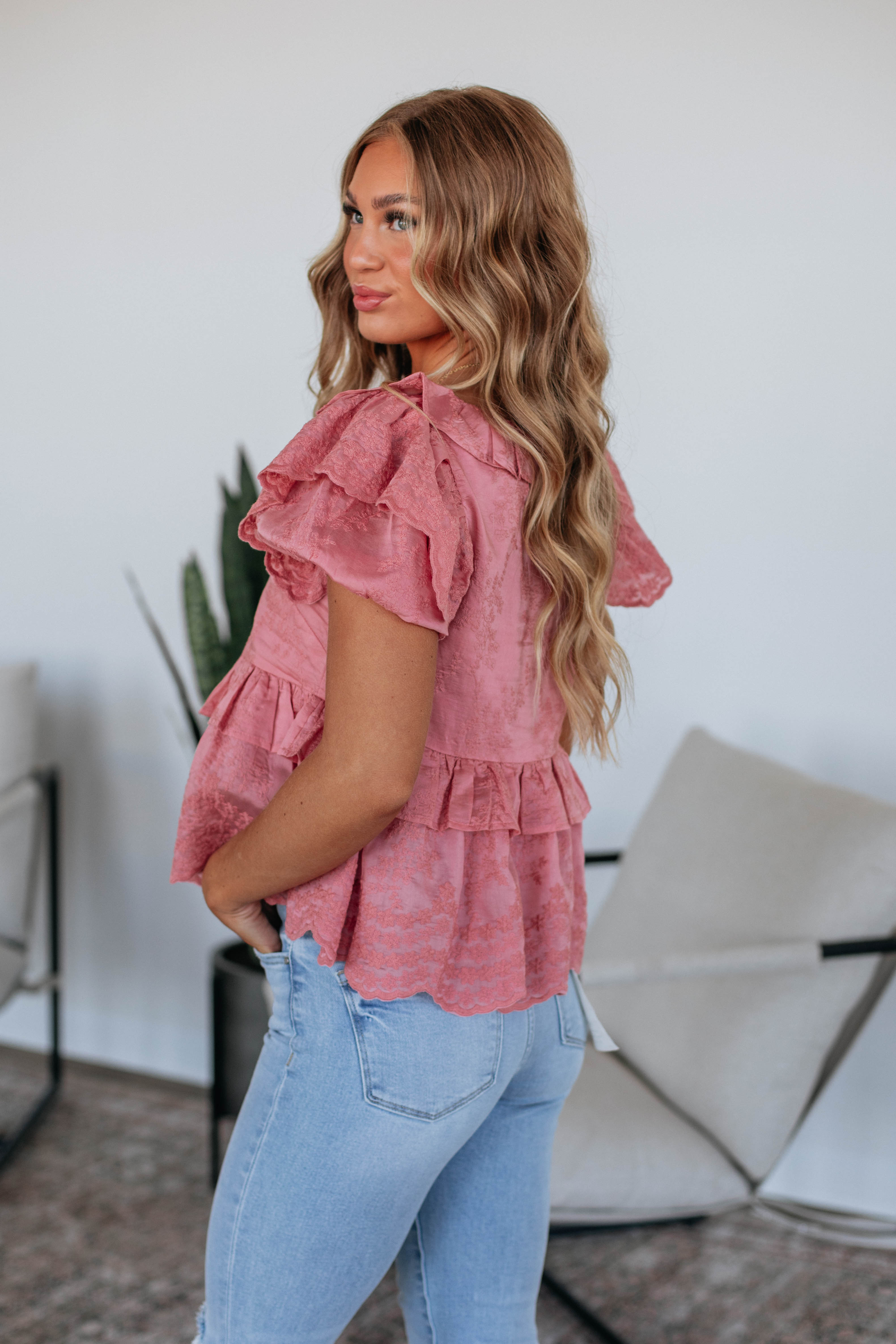 Ambrosia Babydoll Top for Women - Soft Mauve Lace Crop Top | Perfect for Date Night, Party & Casual Wear