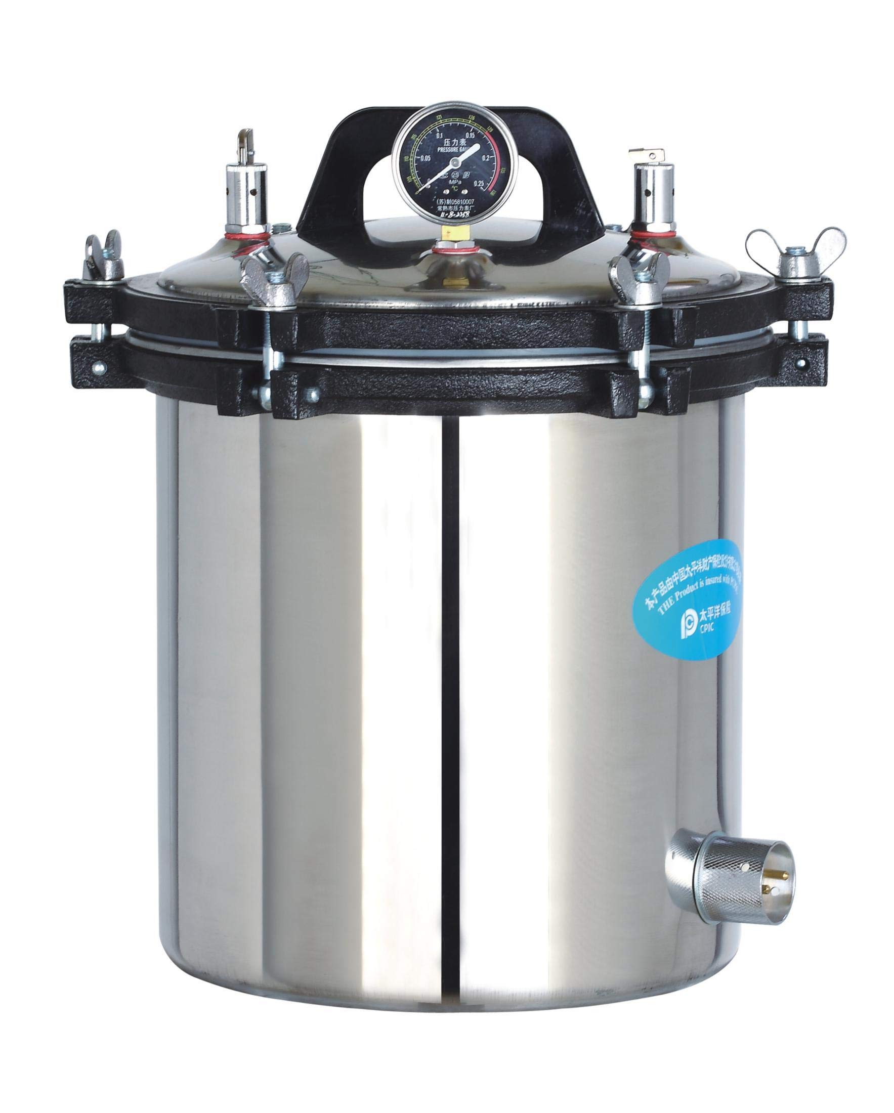YX-18LM 18L Steam Autoclave Sterilizer - High Pressure Stainless Steel Medical Equipment for Dental, Tattoo & Beauty Tools Sterilization - Perfect for Clinics, Labs & Salons
