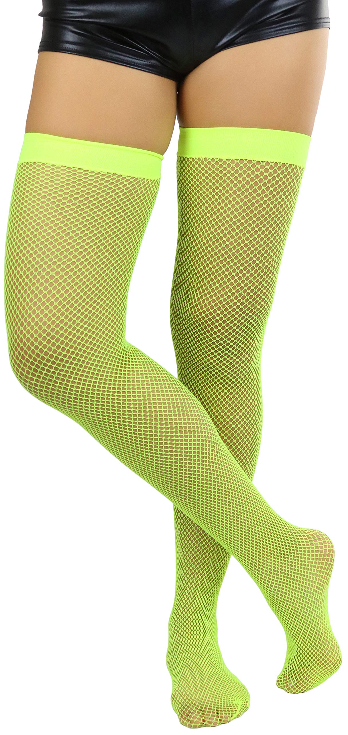ToBeInStyle Women's Bright & Vibrant Fishnet Thigh High Stockings - Sexy Fashion Hosiery for Parties, Cosplay & Night Out Outfits