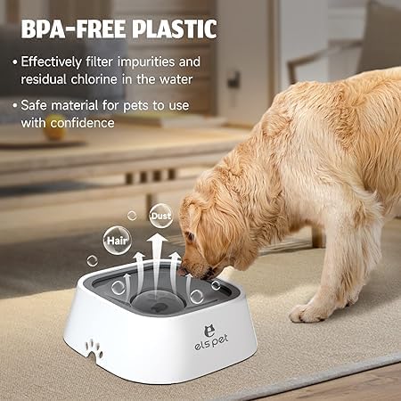 **Nisixdec No Spill Slow Feeder Dog Bowl - Anti-Drip Pet Water Dish for Small & Large Dogs - Perfect for Travel, Crate Training & Messy Drinkers**