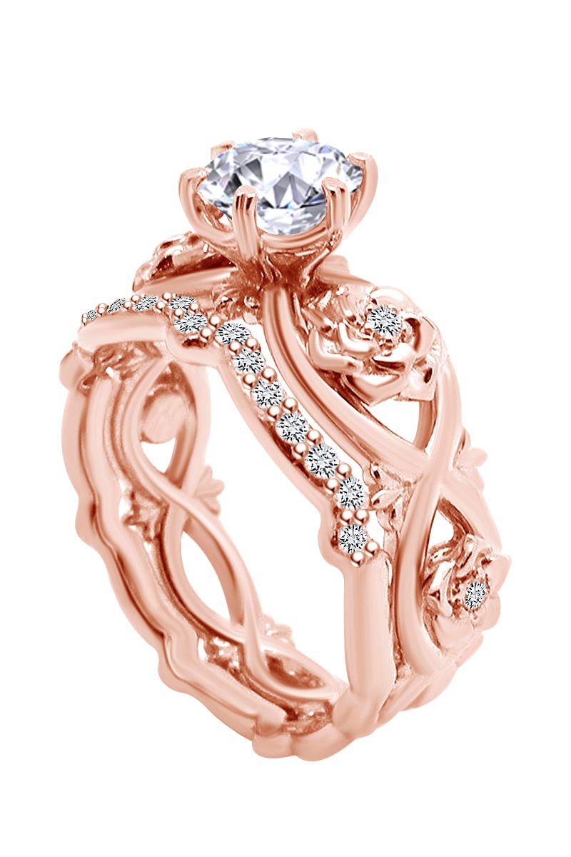 0.97 Carat Round Natural Diamond Engagement Ring 14K Solid Gold - Promise Ring for Women, Wedding Proposal, Anniversary Gift, Valentine's Day Present