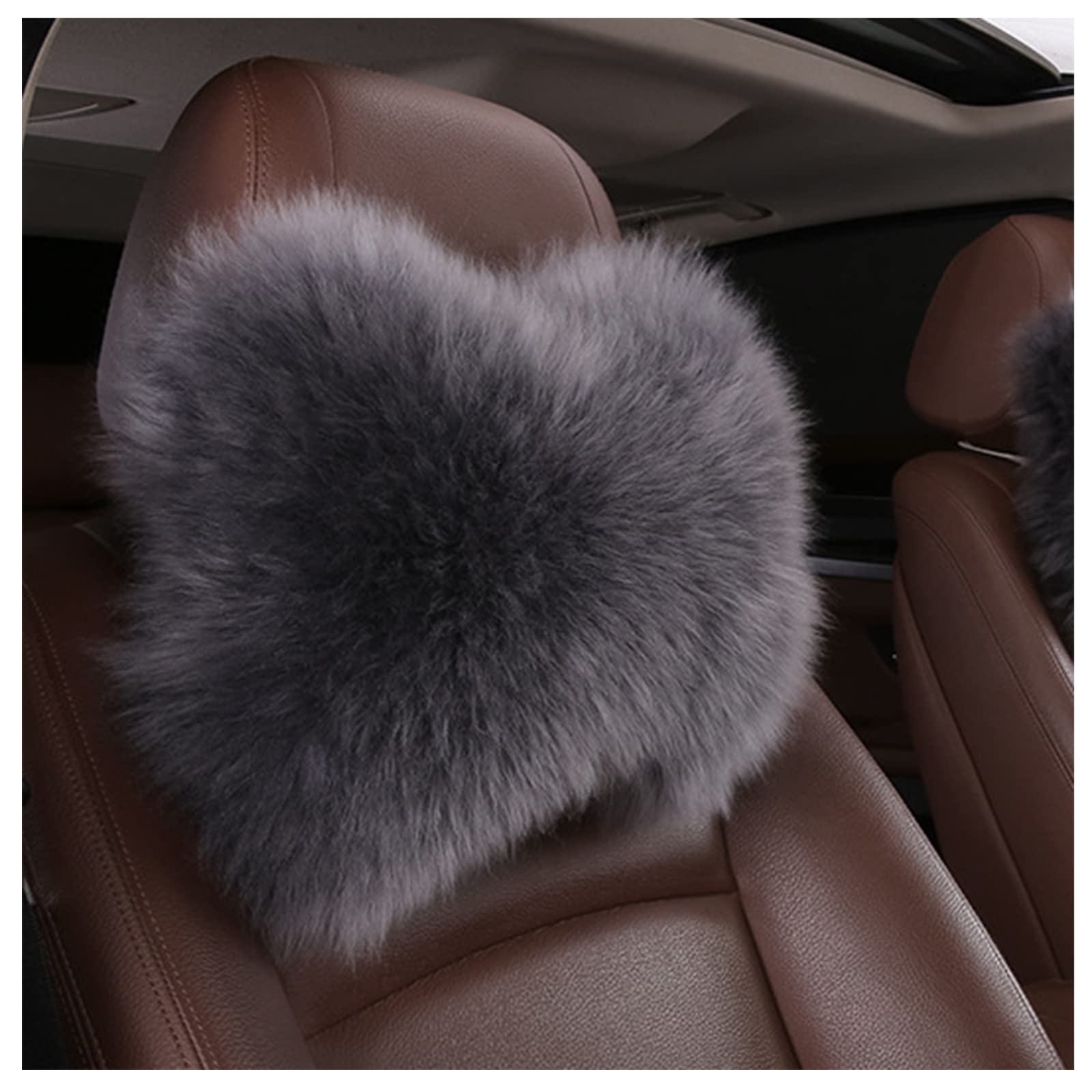**Warm Winter Wool Car Seat Neck Pillow - Soft Headrest & Head Support for Comfort - Grey Car Decor Accessories (Perfect for Long Drives & Travel)**