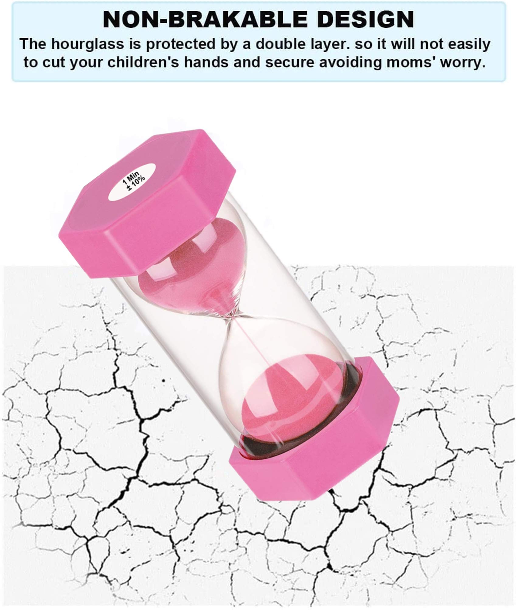 1 Minute Sand Timer - Unbreakable Pink Plastic Hourglass for Kids, Games, Classroom & Kitchen Decor | Perfect for Board Games, Cooking, Time Management & STEM Learning Activities