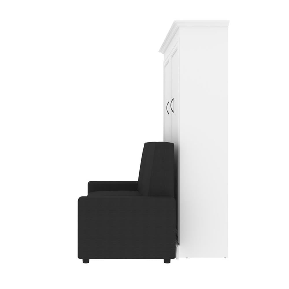 Atlin Designs Wood Queen Murphy Bed with Nightstands in Bark Gray/White - Space Saving Wall Bed for Small Apartments, Guest Rooms & Home Offices
