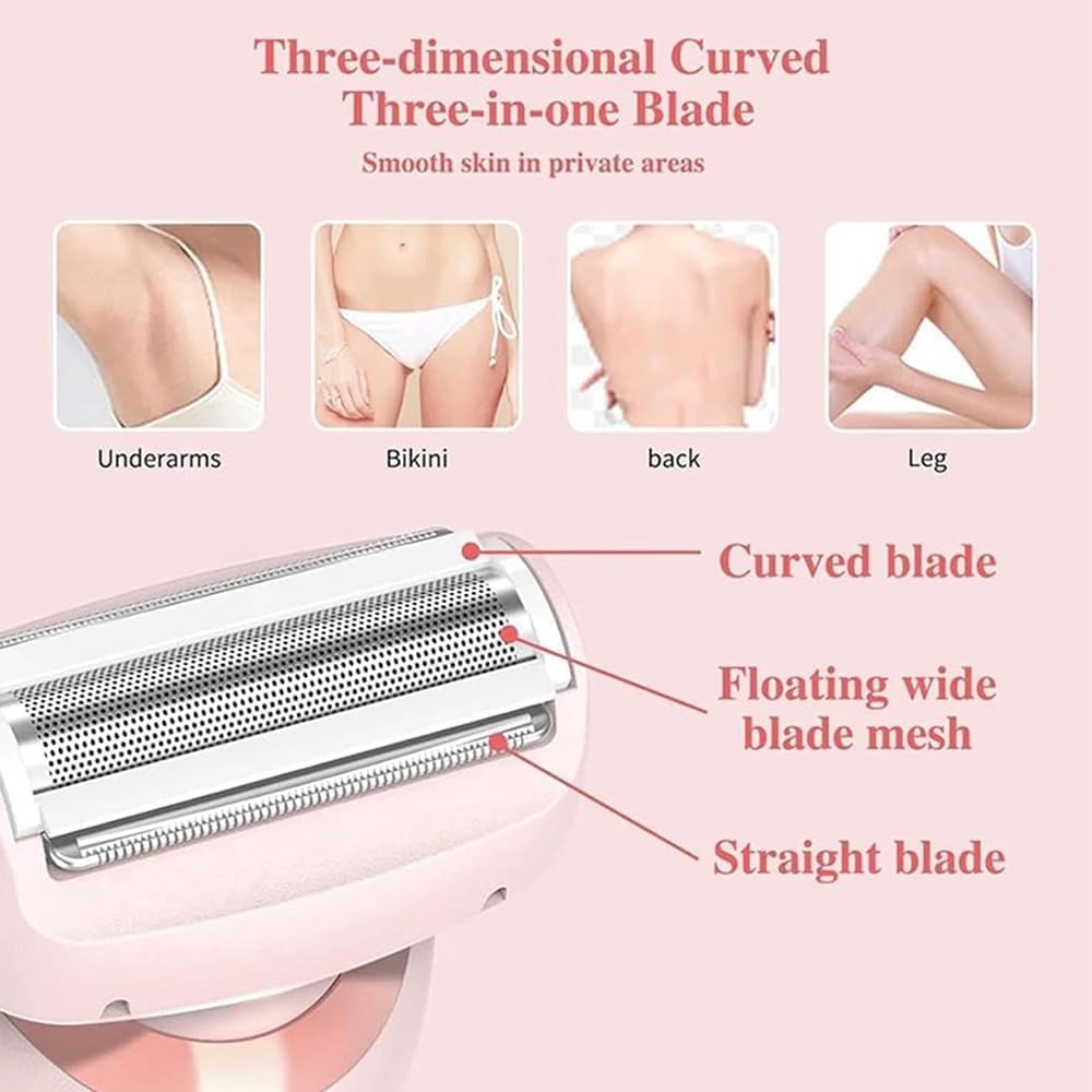 The Glide Pro 3.0 Electric Razor for Women - Waterproof 2-in-1 Hair Removal & Bikini Trimmer, Wet/Dry Portable Shaver for Smooth Skin - Perfect for Travel, Gym & Home Use (Pink)