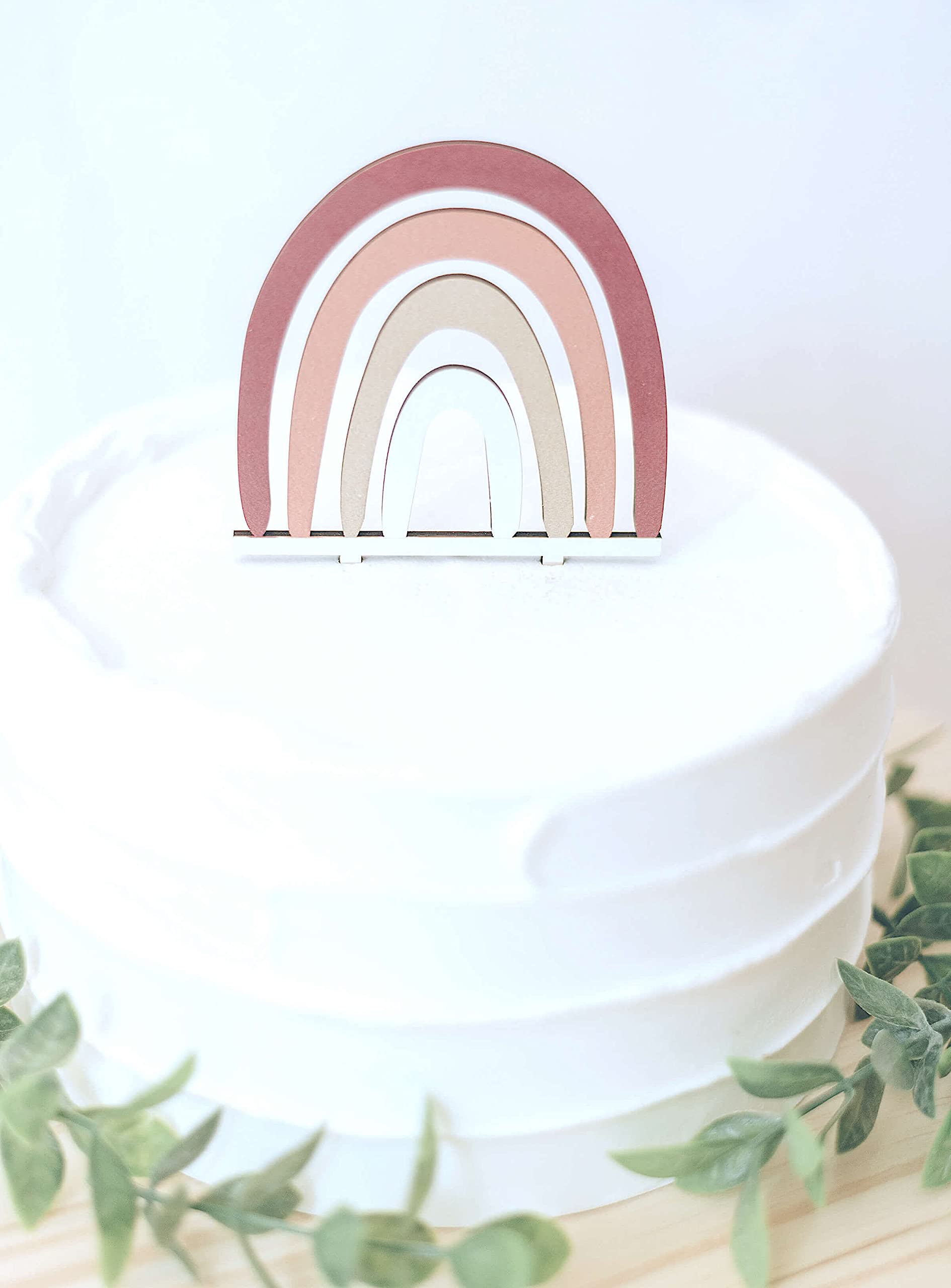 Wooden Boho Rainbow Cake Topper & Happy Birthday Sign - Gender Neutral Baby Shower & Birthday Party Decor for Boys & Girls | Bohemian Rainbow Themed Celebration Cake Decorations | Perfect for Birthday Cakes, Baby Showers & Boho Party Decor