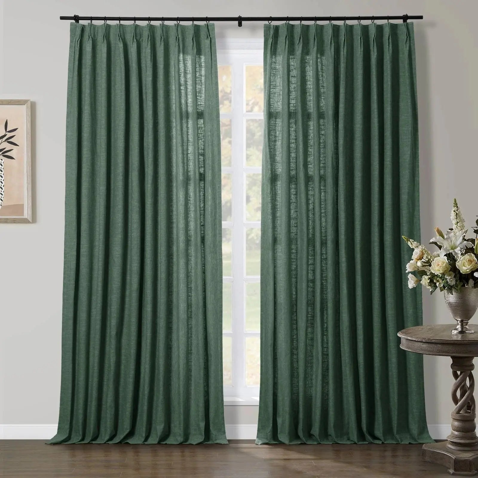 Luxury Linen Cotton Pleated Curtains - Blackout Drapes for Living Room & Bedroom - Elegant Home Decor Window Treatments