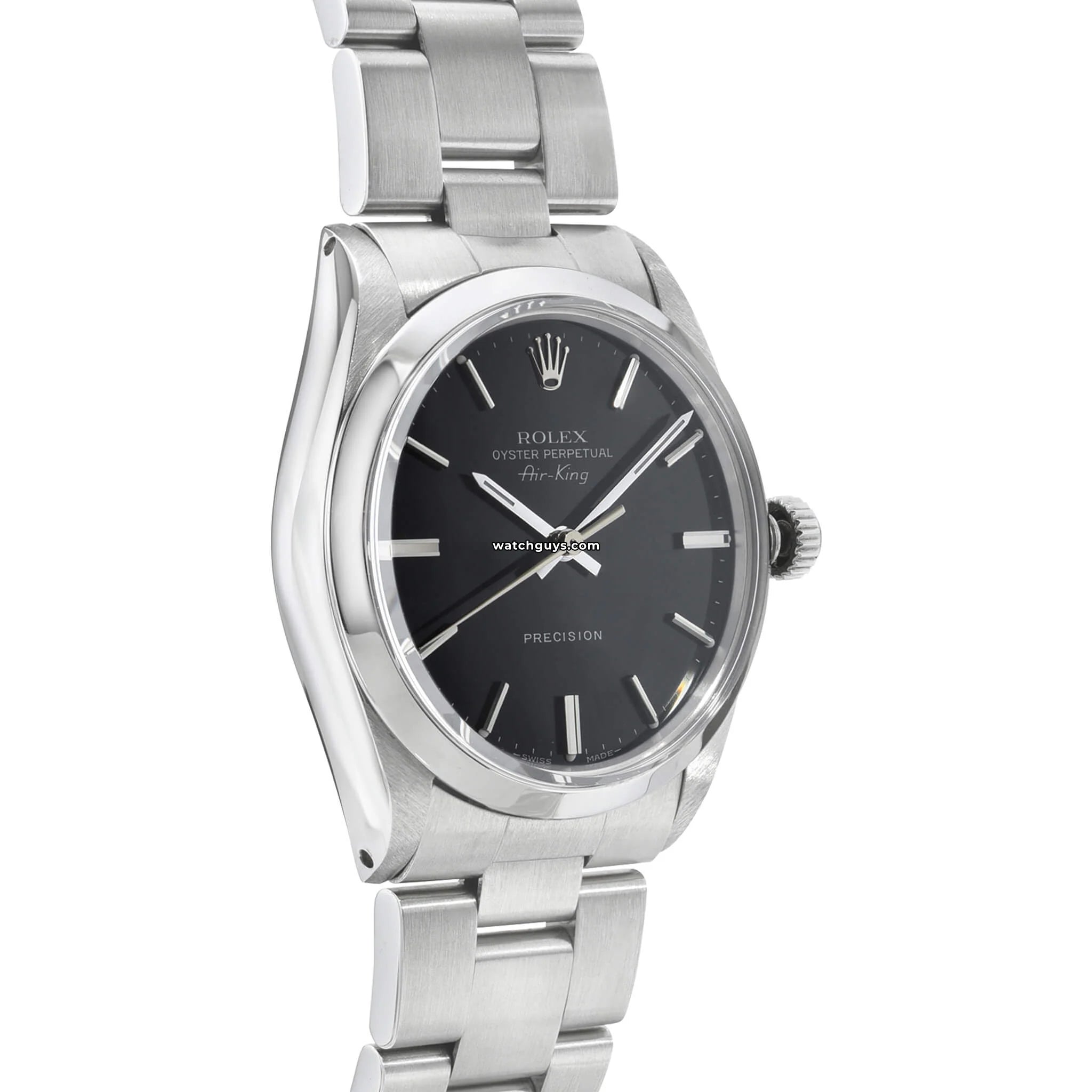 Authentic Rolex Air King 5500 Men's Watch - Black Dial Stainless Steel - Luxury Dress & Casual Timepiece for Business, Travel & Special Occasions