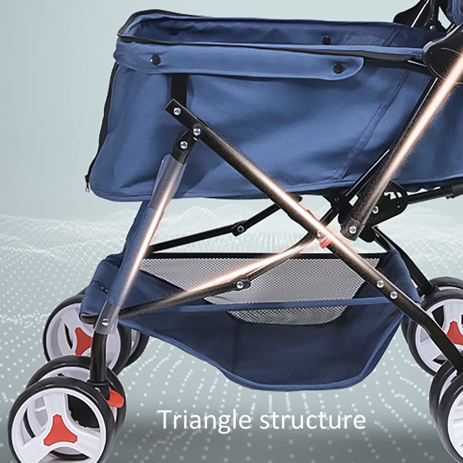 CAYJ Dog Stroller with 2-Way Push Handle, Rear Brake, Pet Leash & Large Storage Basket - Shock-Absorbing Wheels for Small Pets (Grey) - Perfect for Outdoor Walks, Vet Visits & Shopping Trips
