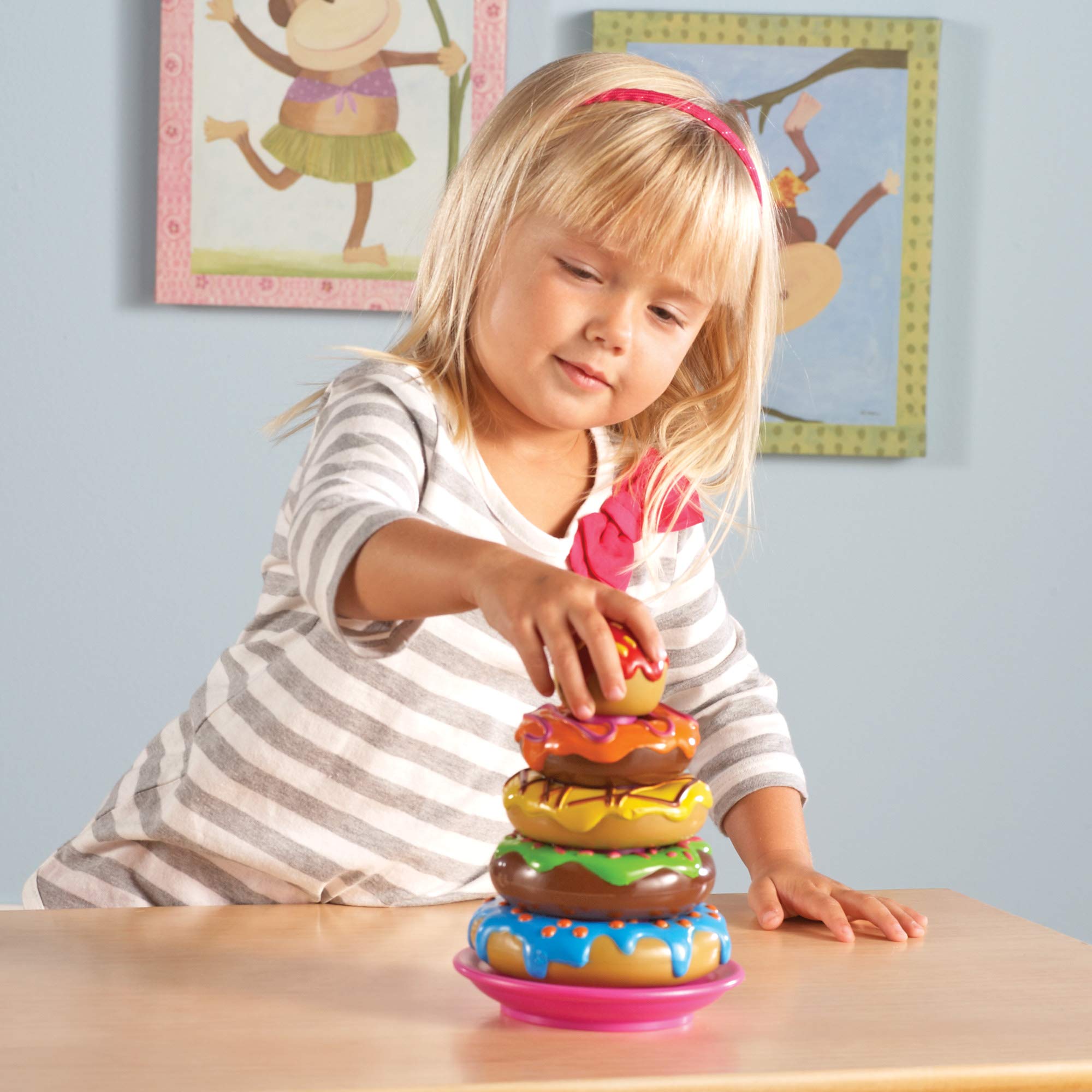 Learning Resources Smart Snacks Stack 'em Up Doughnuts - 7 Piece Counting & Fine Motor Skills Toy Set for Toddlers Ages 18+ Months | Educational Donut Stacking Game for Preschool Learning & Playtime Fun