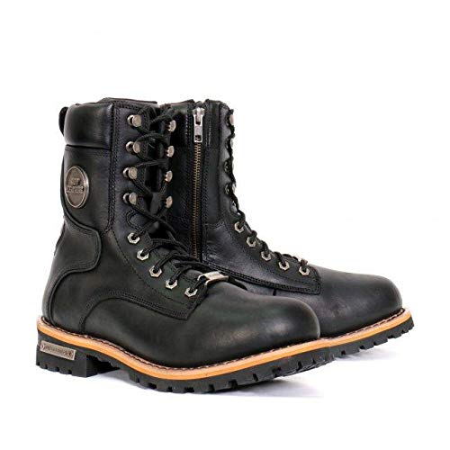 Hot Leathers BTM1011 Men's 8 Inch Two Tone Logger Leather Lace Up Work Boots - Size 11 | Durable & Comfortable for Construction, Hiking & Outdoor Activities