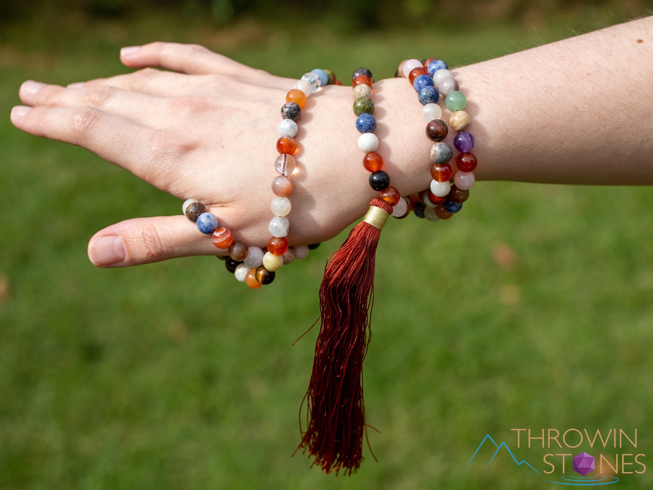 Rainbow Gemstone Crystal Necklace - Handmade Mala Beaded Jewelry with Healing Stones for Meditation & Energy Balance | E2038 | Perfect for Yoga, Spiritual Healing & Boho Fashion Accessories