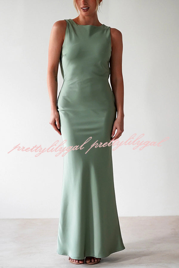 Elegant Solid Color Backless Lace-Up Slim Maxi Dress for Women - Perfect for Evening Parties, Weddings & Date Nights