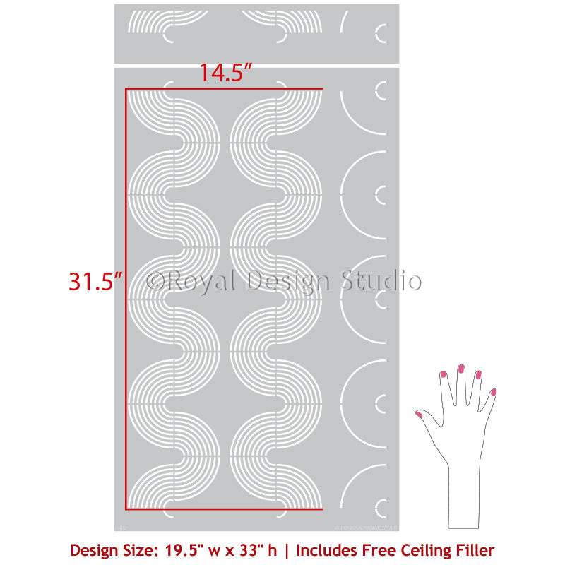 Sound Waves Modern Wall Stencil Kit - Reusable DIY Painting Template for Home Decor, Nursery, Living Room & Bedroom Accent Walls